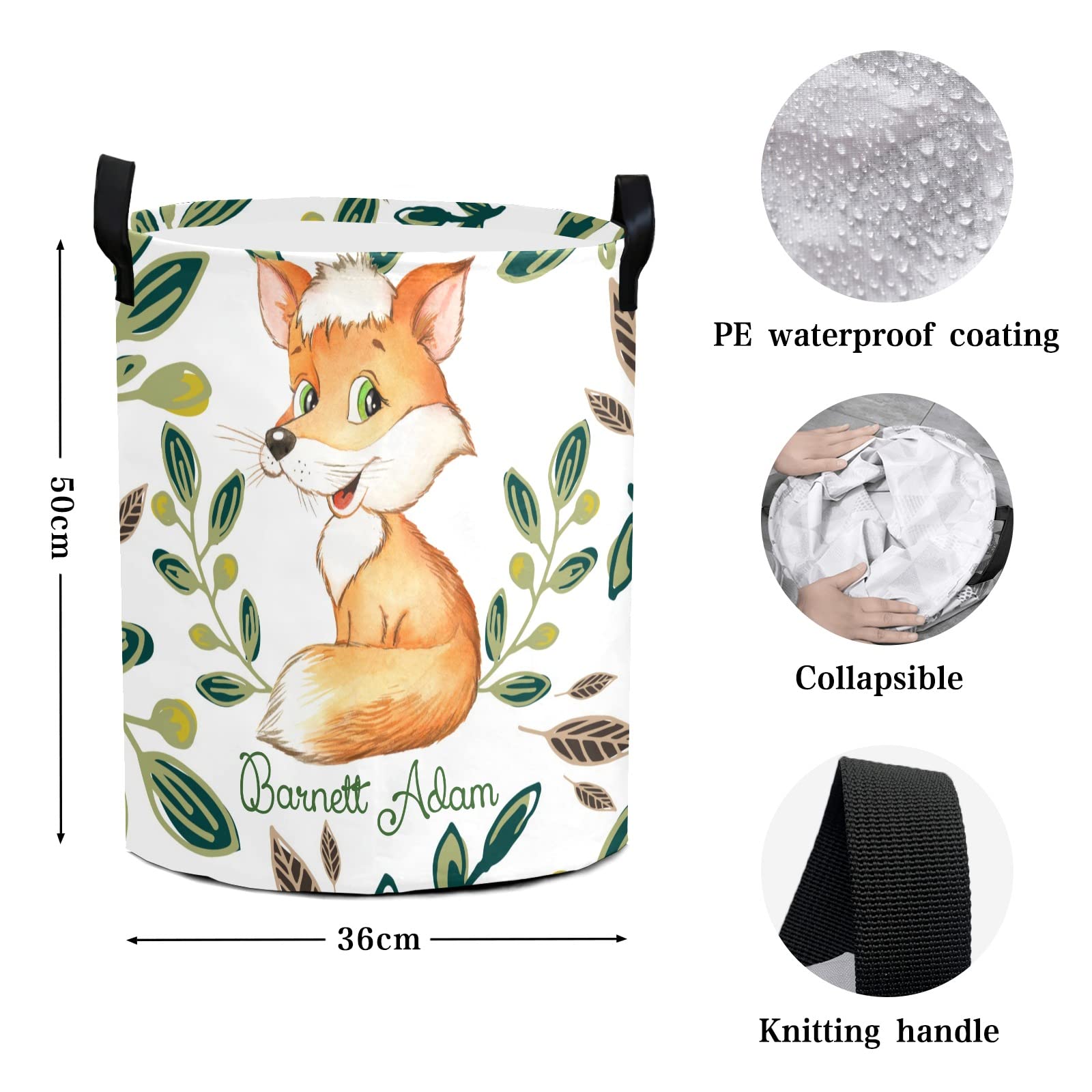 Personalized Fox Forest Laundry Hamper - Collapsible Waterproof Clothes Basket with Handles, 50L Storage Bin for Bedroom, Bathroom & College Dorm | Perfect for Organizing Clothes, Toys and Laundry Essentials