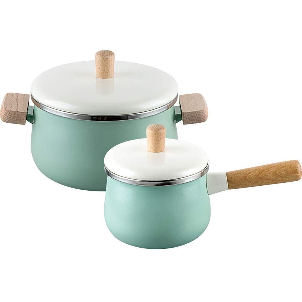 Pink Mini Enamel Butter Warmer Pan with Wooden Handle - Small Milk & Coffee Melting Pot for Kitchen, Camping, and Gifts (Free Size)