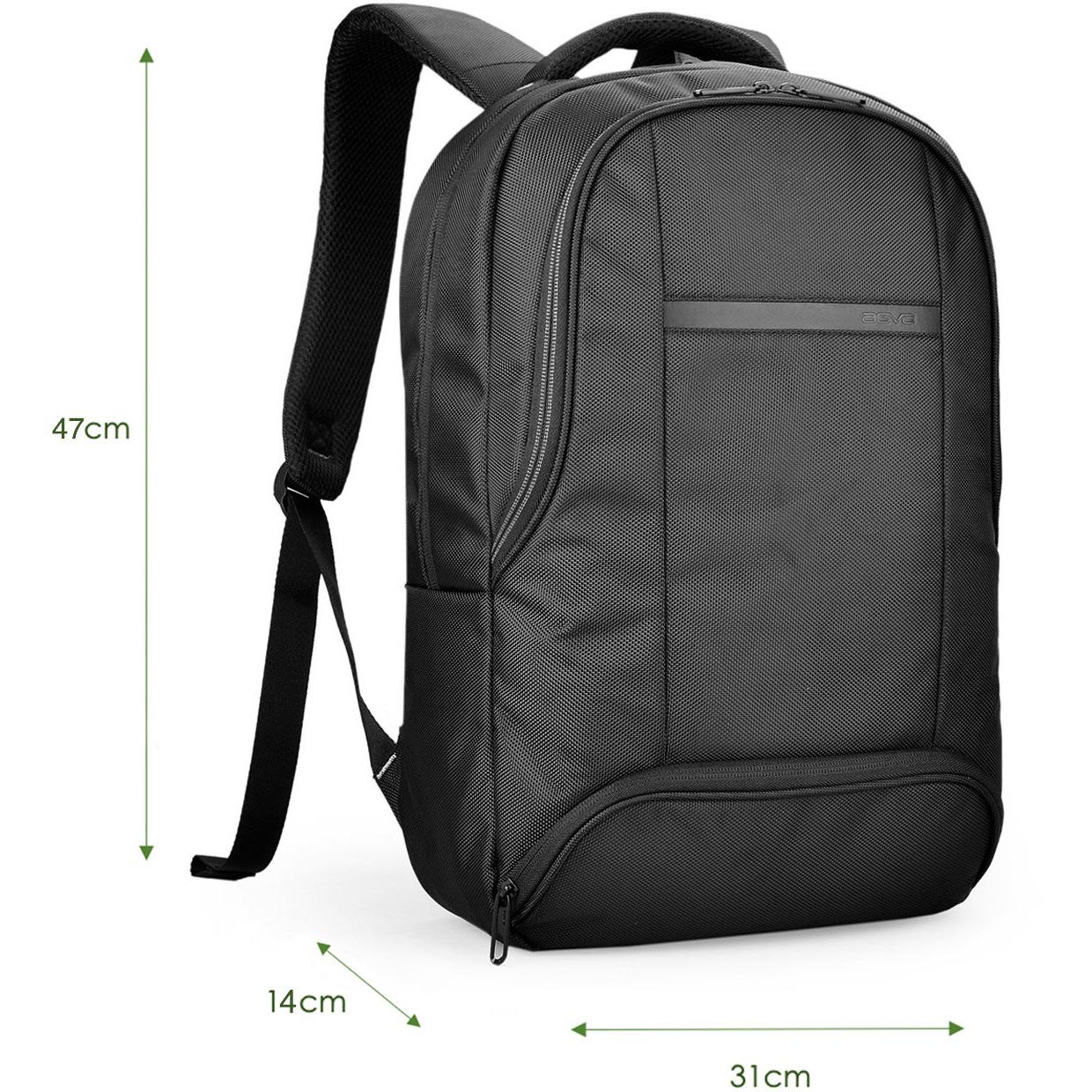 AGVA Traveller 18L 15.6 Inch Laptop Backpack for Men & Women - Lightweight Water-Resistant Business Travel Backpack with USB Charging Port (Black) - Perfect for Commuting, Air Travel, and Daily Office Use