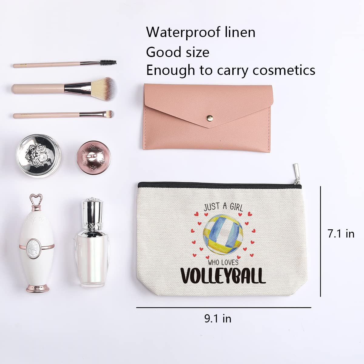 **Best Volleyball Gifts for Women - Inspirational Volleyball Player Gifts for Teams, Birthday Gifts for Her, Best Friend, Sister & Coworker - Volleyball Themed Makeup Bag - Perfect for Sports Lovers & Game Days**