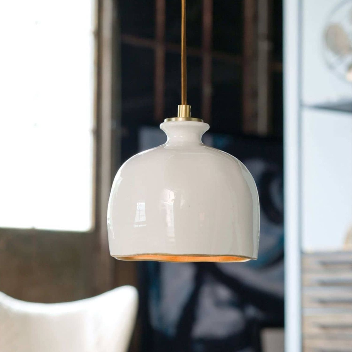 Biana Modern Ceramic Pendant Light Fixture - Handcrafted Farmhouse Ceiling Lamp for Kitchen Island, Dining Room & Bedroom Lighting