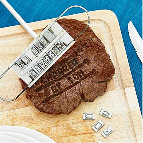 VALINK 55 Letters DIY Wooden Handle Grill Stamp - Custom Meat Branding Iron for Steak, Burger & BBQ - Perfect for BBQ Parties, Cookouts & Personalized Meat Marking