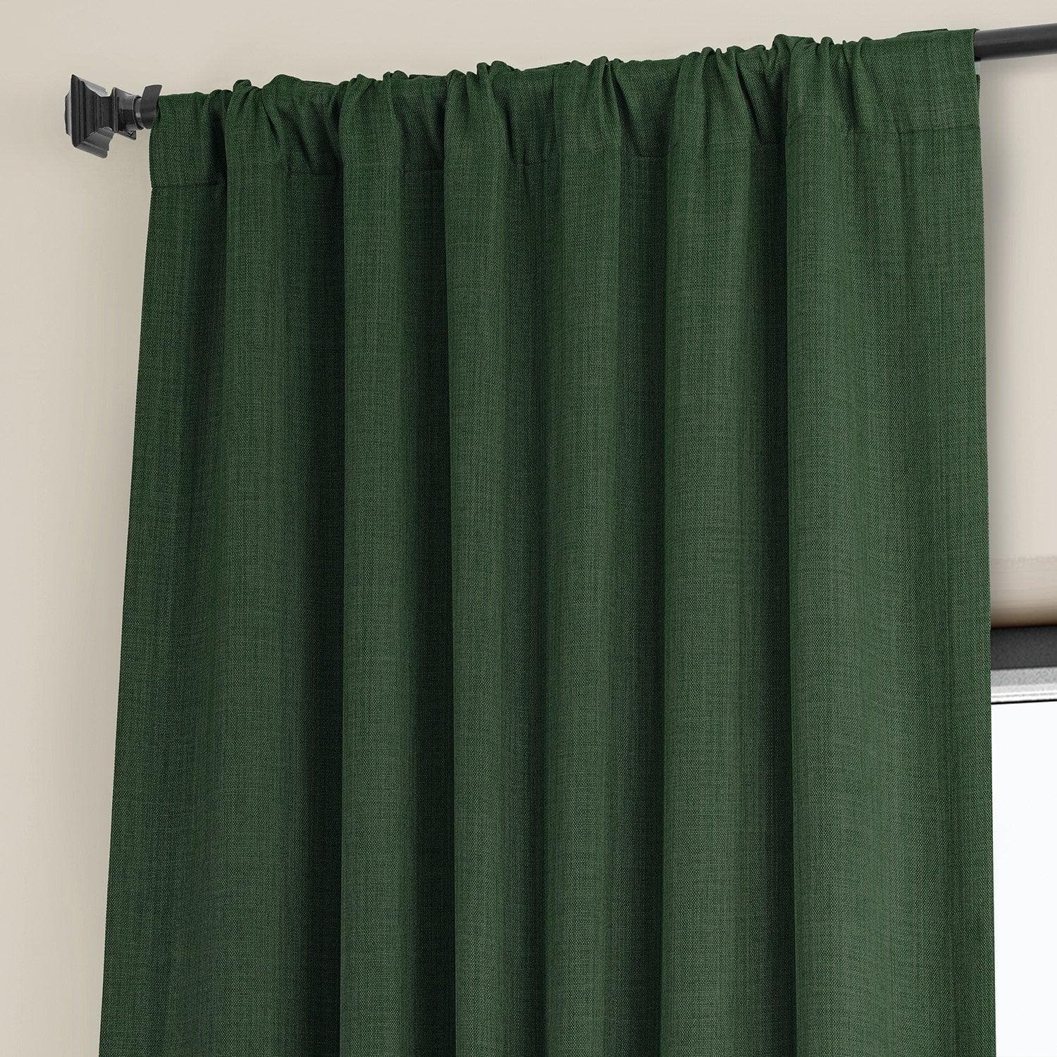 Key Green Textured Faux Linen Blackout Curtains - Thermal Insulated Window Drapes for Bedroom, Living Room & Home Theater