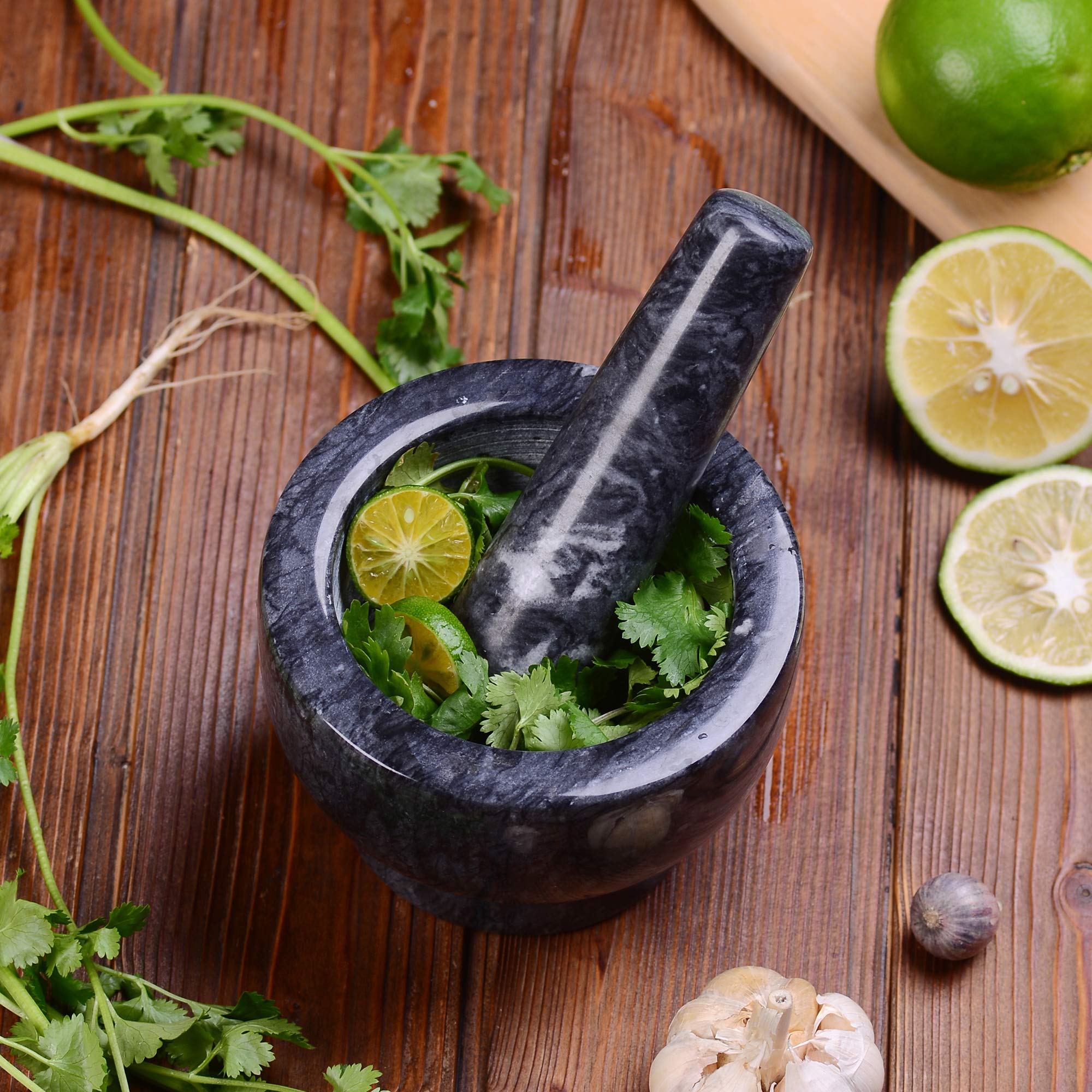 Premium Marble Mortar and Pestle Set - 12.5×9cm Solid Stone Grinder for Herbs, Spices, Guacamole, Garlic, Pesto & Ginger - Perfect for Kitchen, Cooking, Grinding Fresh Ingredients & Food Preparation