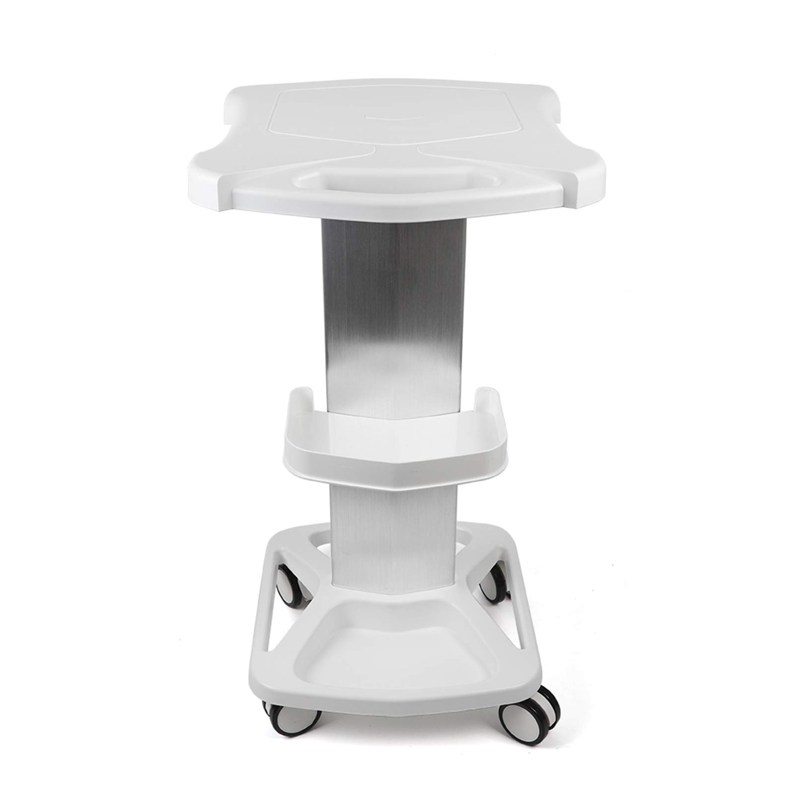 Portable Aluminum Alloy Rolling Cart with Tray - Mobile Utility Storage Stand for Salon, Spa, Beauty & Tattoo Supplies - Easy Assembly White Trolley - Perfect for Professional & Home Use