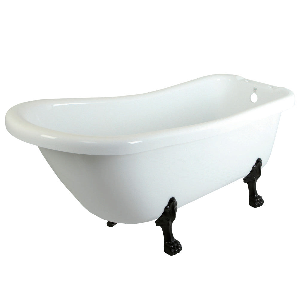 Aqua Eden 67-Inch Acrylic Single Slipper Clawfoot Bathtub with 7-Inch Faucet Holes - White & Oil Rubbed Bronze Finish | Vintage Style Freestanding Tub for Bathroom Remodel & Spa-Like Relaxation