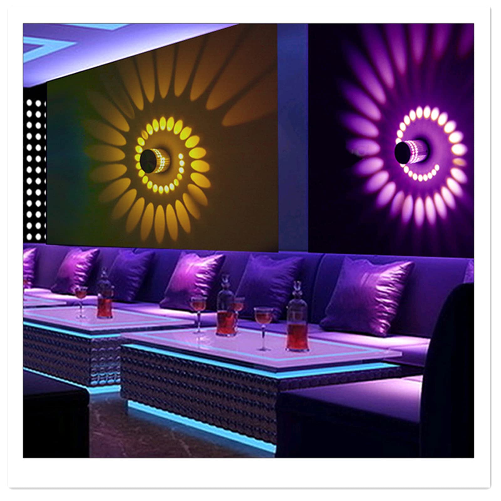 RGB Spiral LED Wall Light - 3W Dimmable Color Changing Hole Surface Lamp with Remote Control for Indoor Lighting - Perfect for Bar, KTV, Home Theater, and Modern Decor