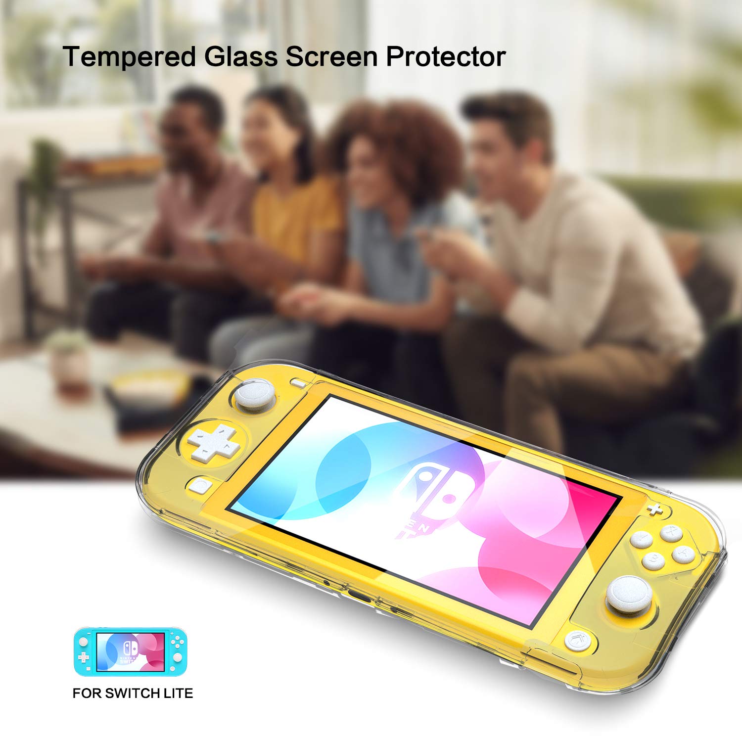 Premium Clear Hard Protective Case for Nintendo Switch Lite with Built-in Kickstand | Shockproof Cover for Gaming | Perfect for Travel, Home & On-the-Go Play