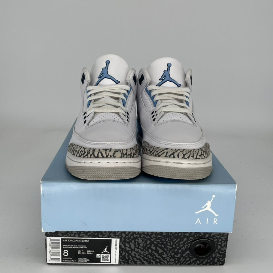 AIR JORDAN 3 UNC Men's Basketball Shoes Size 8 - Authentic Retro Sneakers CT8532-104 for Casual Wear & Street Style