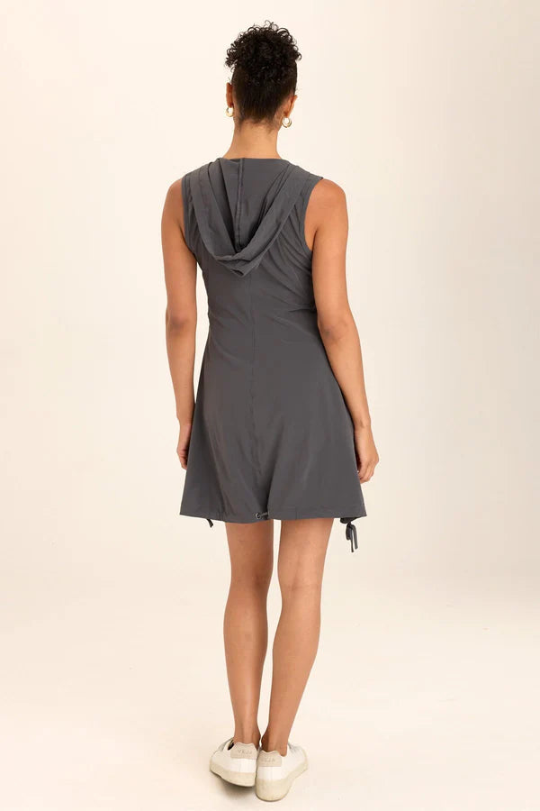 Active Sumi Dress - Charcoal Gray Women's Casual Wrap Dress for Work, Date Night & Summer Outings