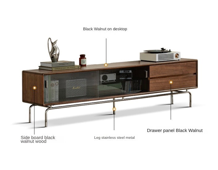 Modern Black Walnut Solid Wood TV Stand - Stylish Entertainment Center for Living Room, Bedroom & Home Theater Setup