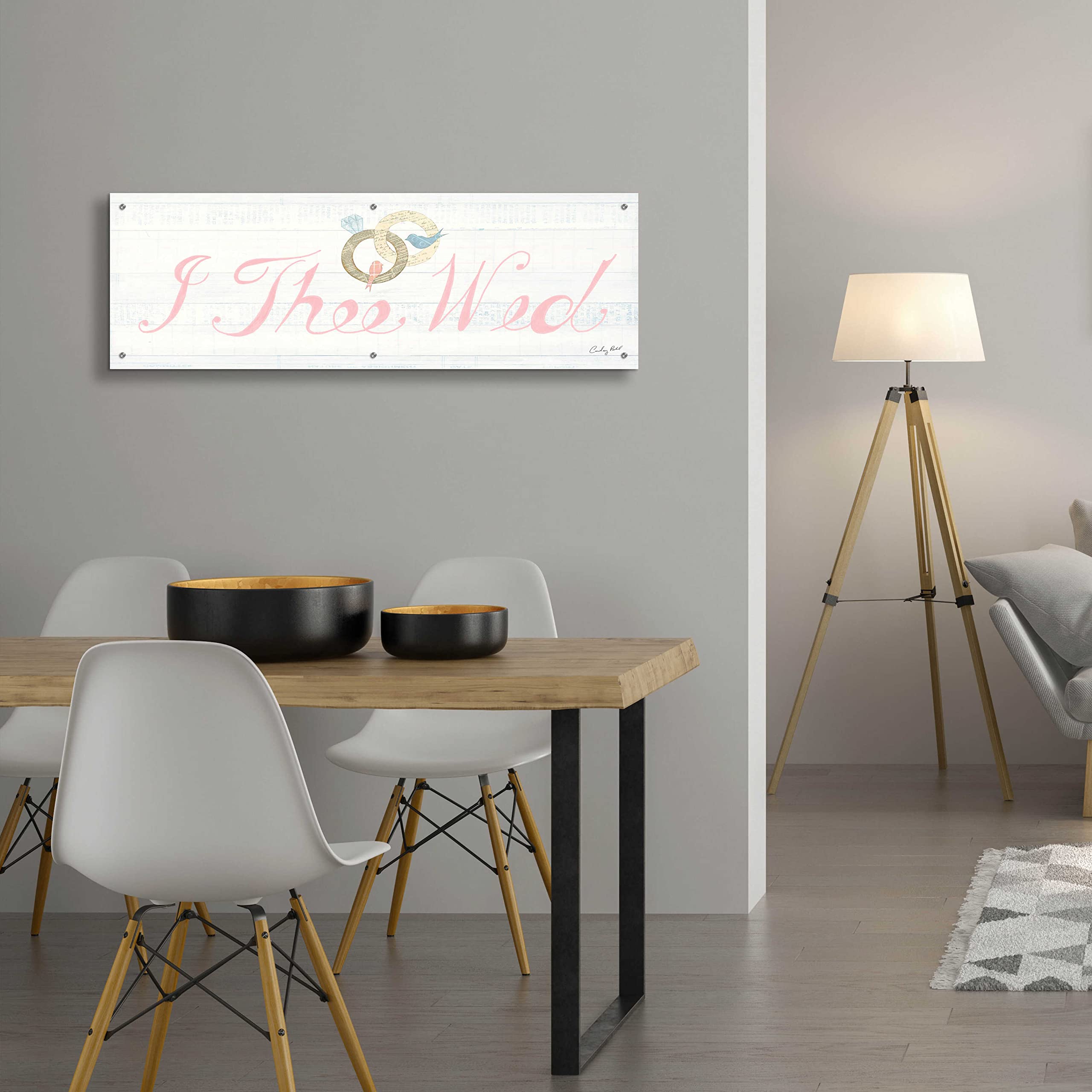 Courtney Prahl Lovebirds Sign I - 48x16 Inch Acrylic Glass Wall Art Painting, Modern Home Decor for Living Room, Bedroom & Office