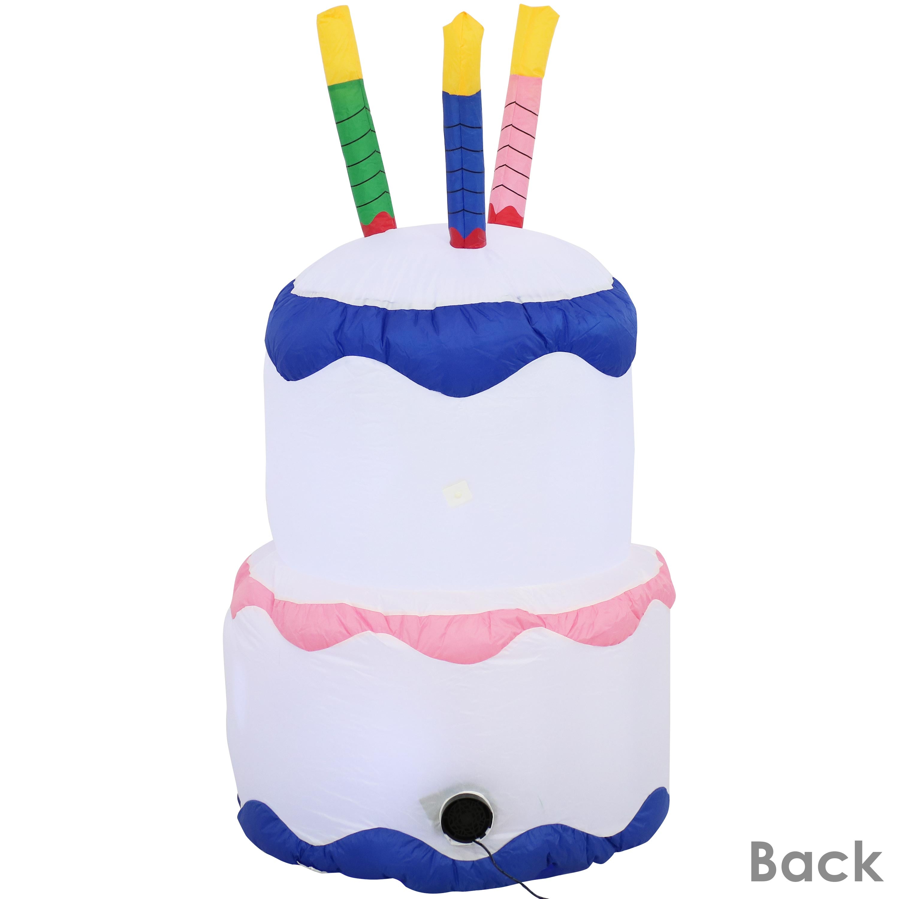 Happy Birthday Cake Inflatable Outdoor Decoration 4ft - Large Outdoor Party Decor for Birthday Celebrations, Backyard Events & Festive Gatherings