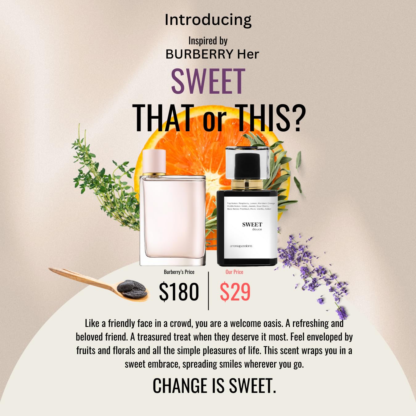 SWEET Inspired by BRBRY HER | Women's Pheromone Perfume | Long-Lasting Extrait De Parfum Dupe | Essential Oil Cologne Fragrance (30ml/1 Fl Oz) | Romantic Date & Evening Wear Scent