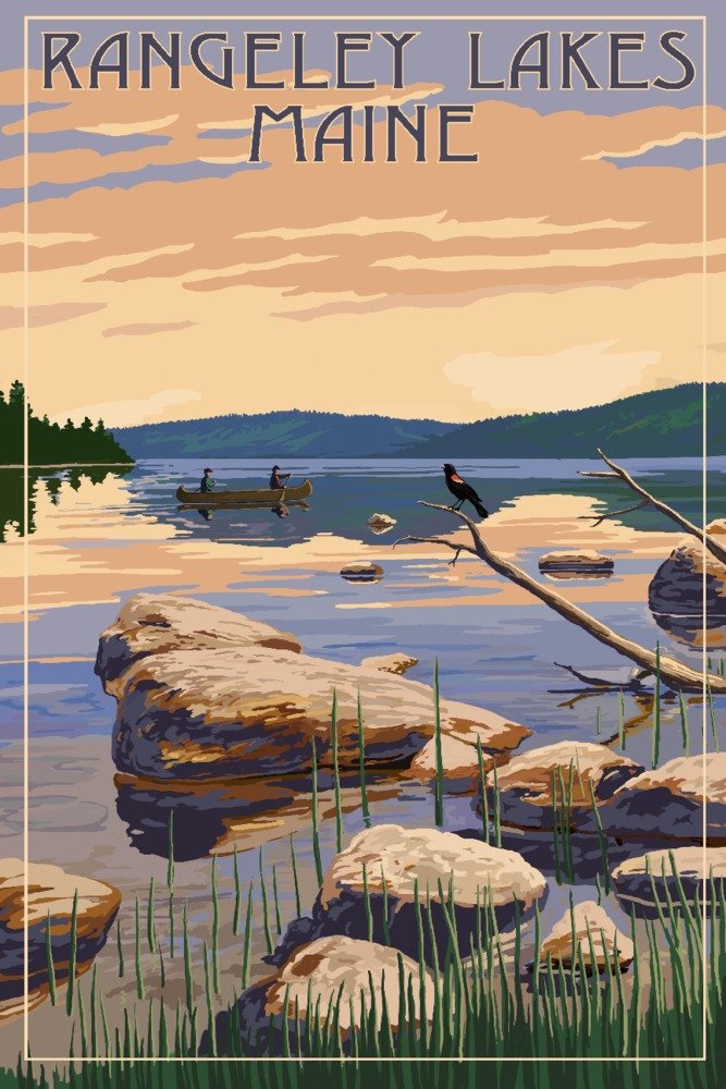 24x36 Signed Rangeley Lakes Maine Lake Sunrise Art Print - Wall Decor Poster for Living Room, Bedroom & Office