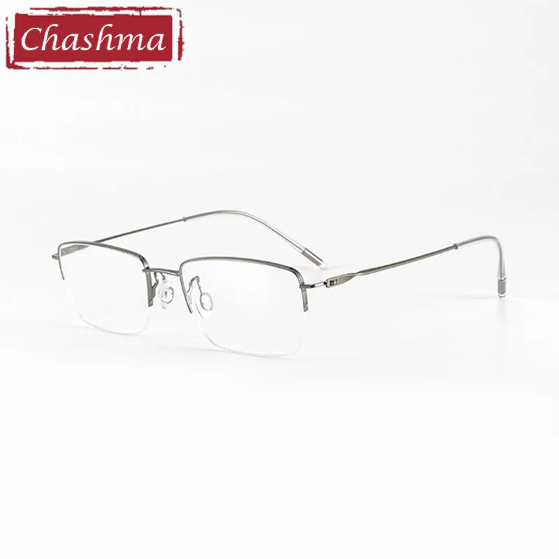 Men's Titanium Semi-Rimless Square Eyeglasses Frame 7277 - Lightweight & Durable for Work, Reading & Everyday Use