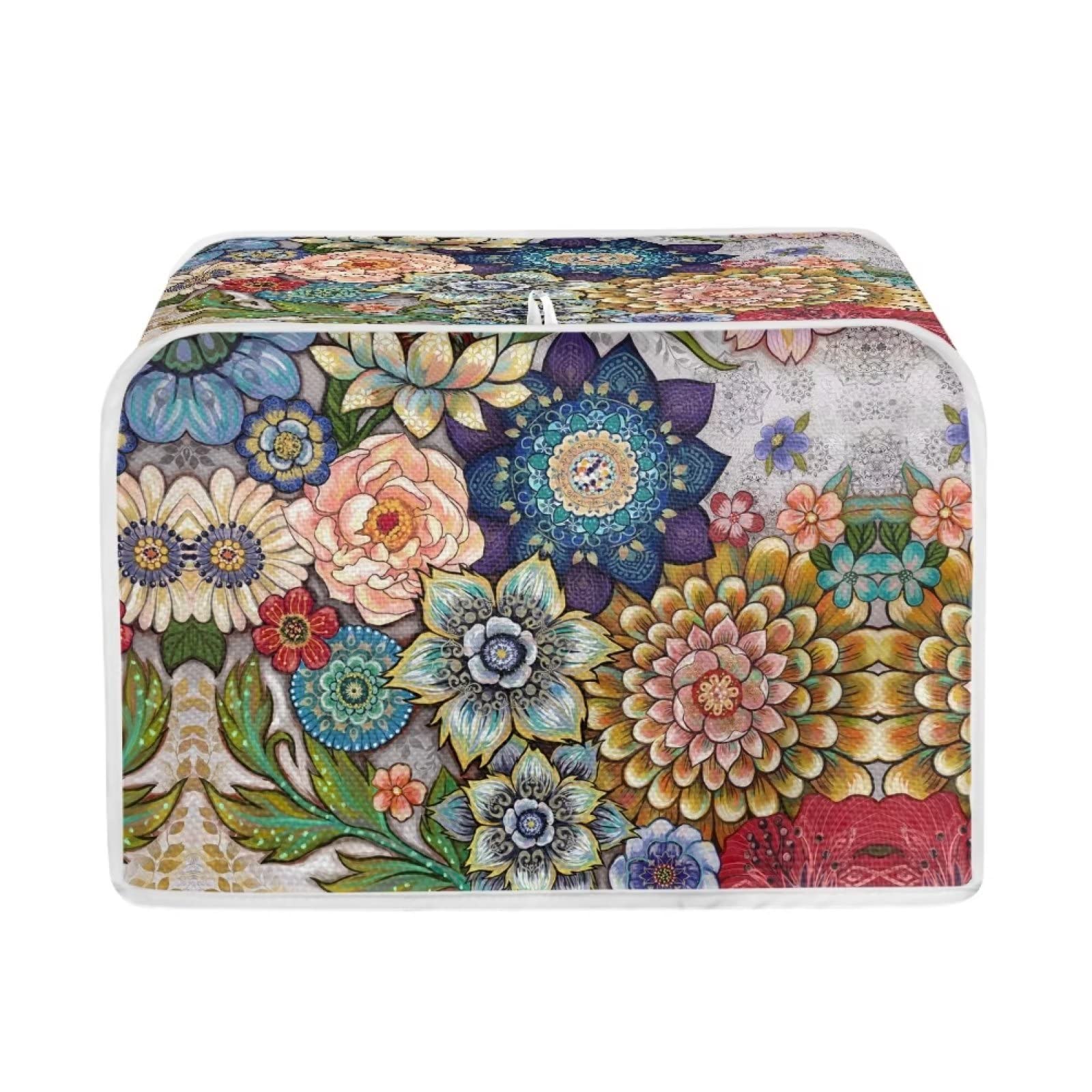 Vintage Mandala 2-Slice Toaster Cover - Dustproof & Waterproof Small Appliance Protector for Bread Makers, Toasters - Perfect for Kitchen Countertop Protection & Decoration