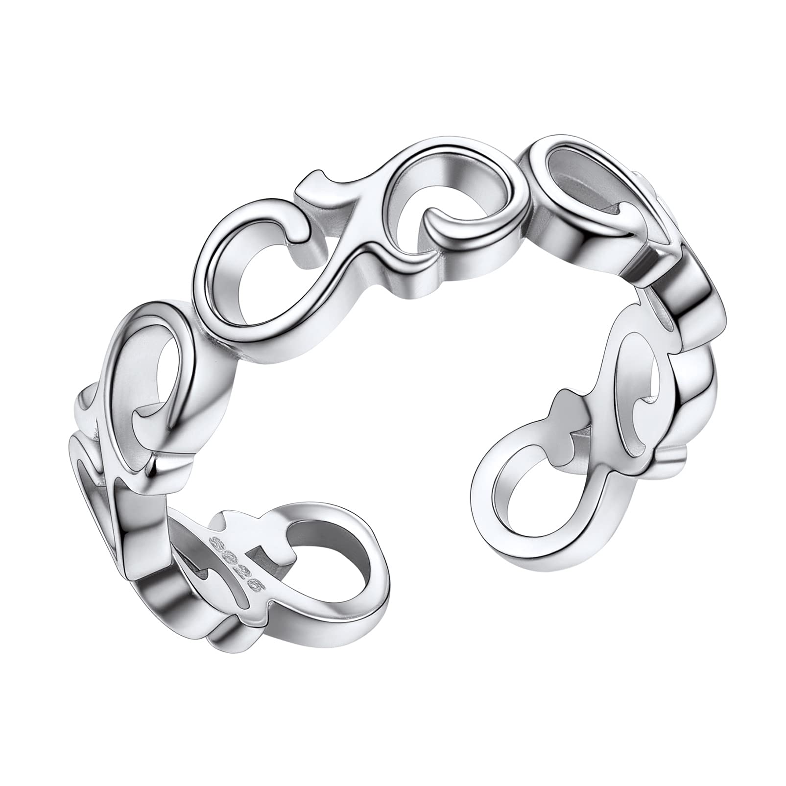 PROSILVER 925 Sterling Silver Adjustable Open Ring for Women - Solid 925 Silver Stackable Knuckle & Pinky Ring - Gift Box Included - Perfect for Stacking, Everyday Wear & Special Occasions