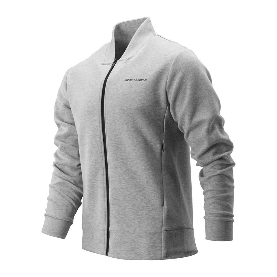 New Balance Sport Style Core Jacket - Athletic Grey Men's Running Jacket MJ93504 AG - Perfect for Running, Gym & Outdoor Activities