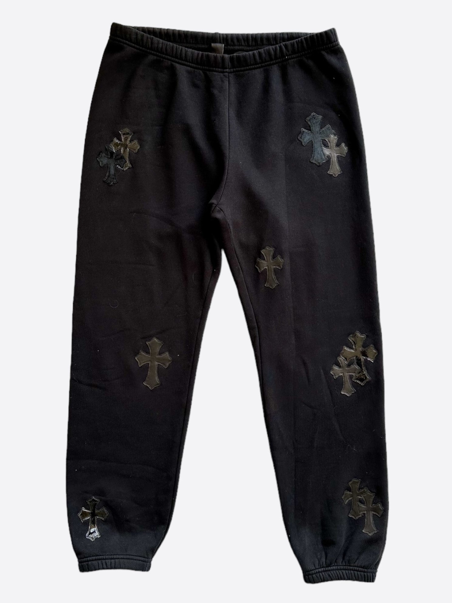 Chrome Hearts Black Cross Patch Sweatpants for Men & Women | Gothic Streetwear | Lounge & Gym Wear | Perfect for Casual Outfits and Hip Hop Fashion