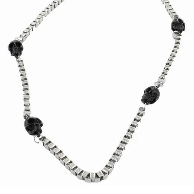 GoSteel Biker Skull Chain Necklace for Men - Stainless Steel Gothic Punk Jewelry - Perfect for Motorcycle Riders, Rock Concerts & Edgy Fashion
