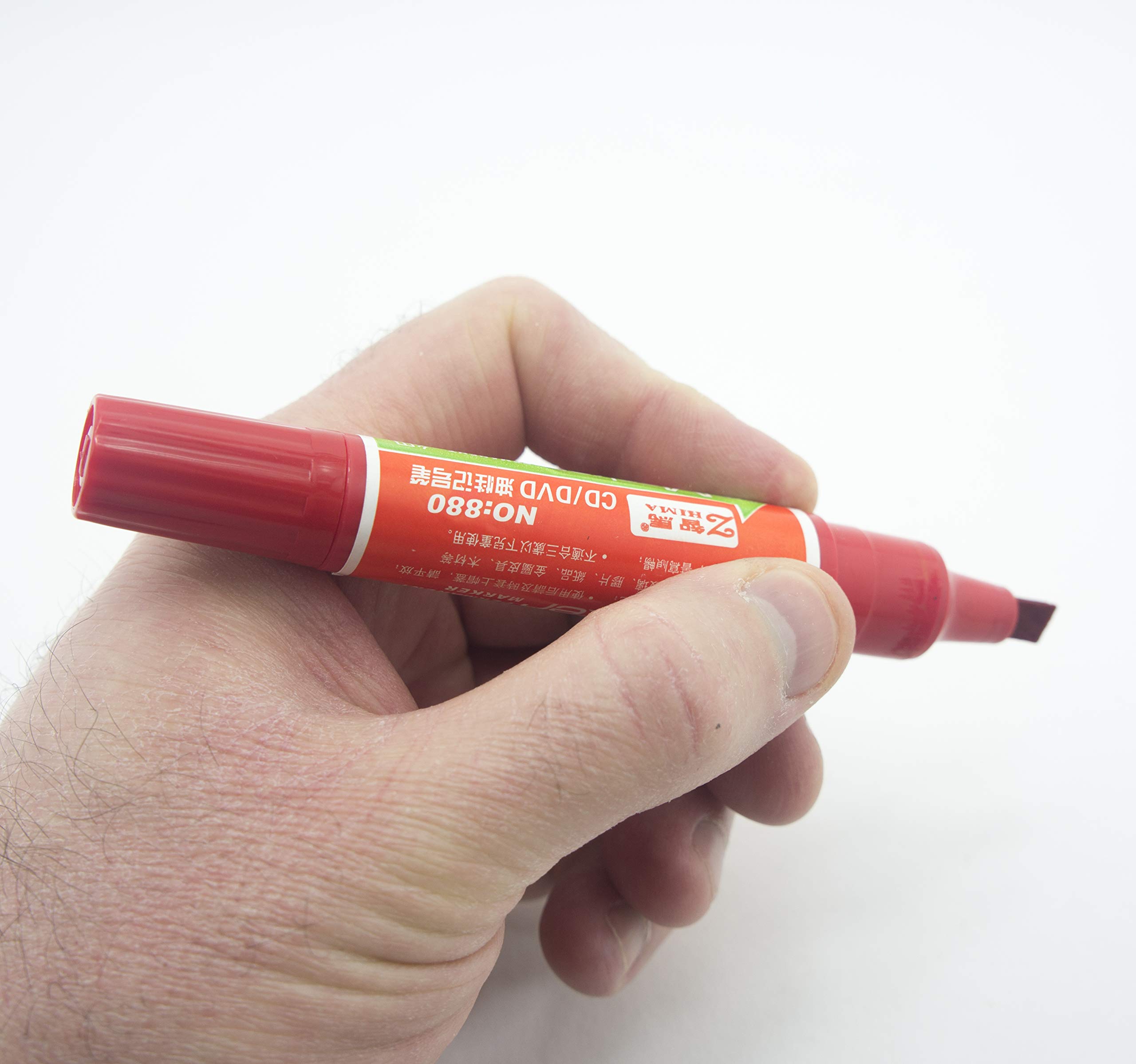 Premium Double-Sided Permanent Marker - Thick & Thin Tip - Pack of 2 Red Markers for Office, School, Art & DIY Projects