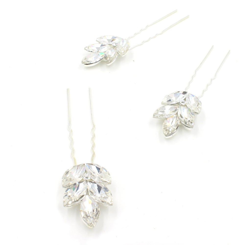 Sparkling Rhinestone Vine Hair Pins (Set of 3) - Elegant Hair Accessories for Weddings, Parties & Special Occasions