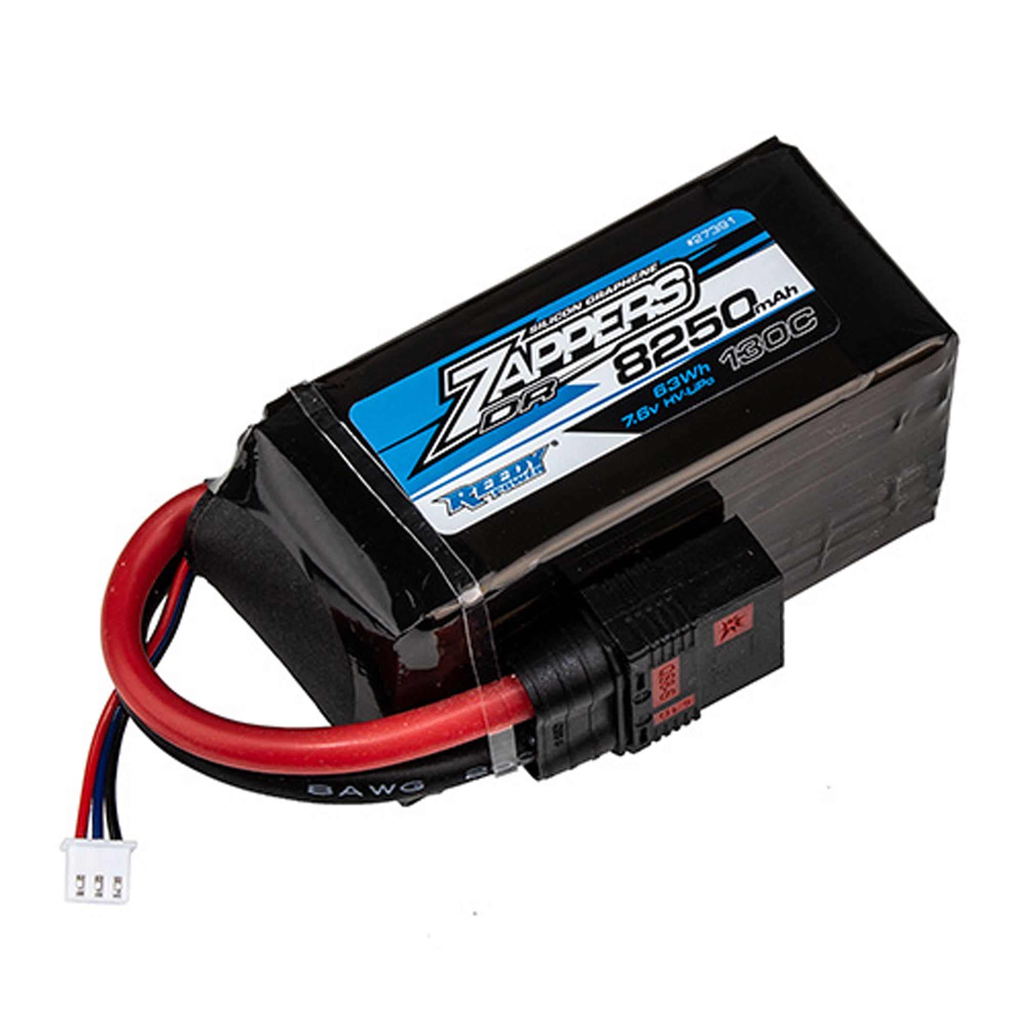 Team Associated Zappers DR 8250mAh 130C 7.6V LiPo Battery with QS8 Connector (ASC27391) - High Performance RC Car Battery for Racing, Off-Road & Drifting