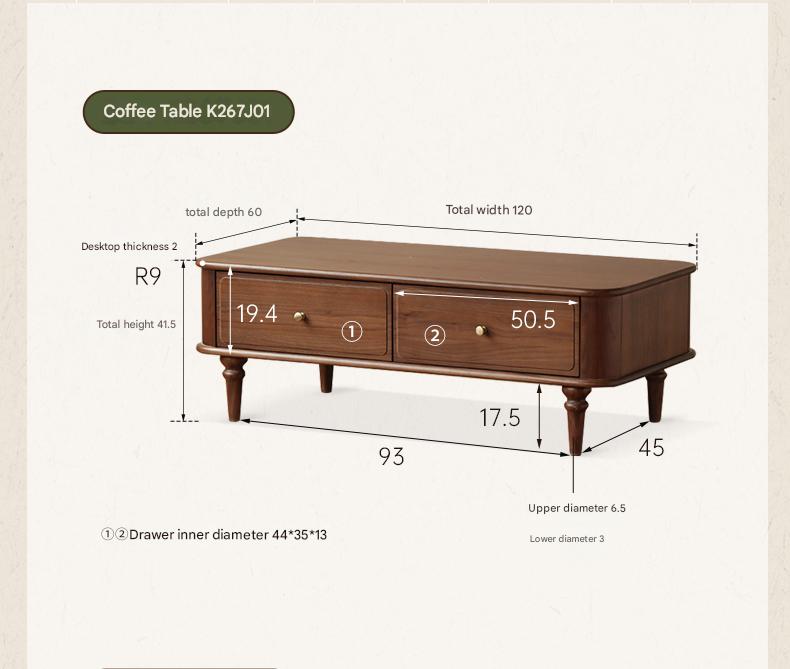 Solid Black Walnut Wood Retro TV Stand - Vintage American Style TV Cabinet for Living Room, Bedroom & Home Theater