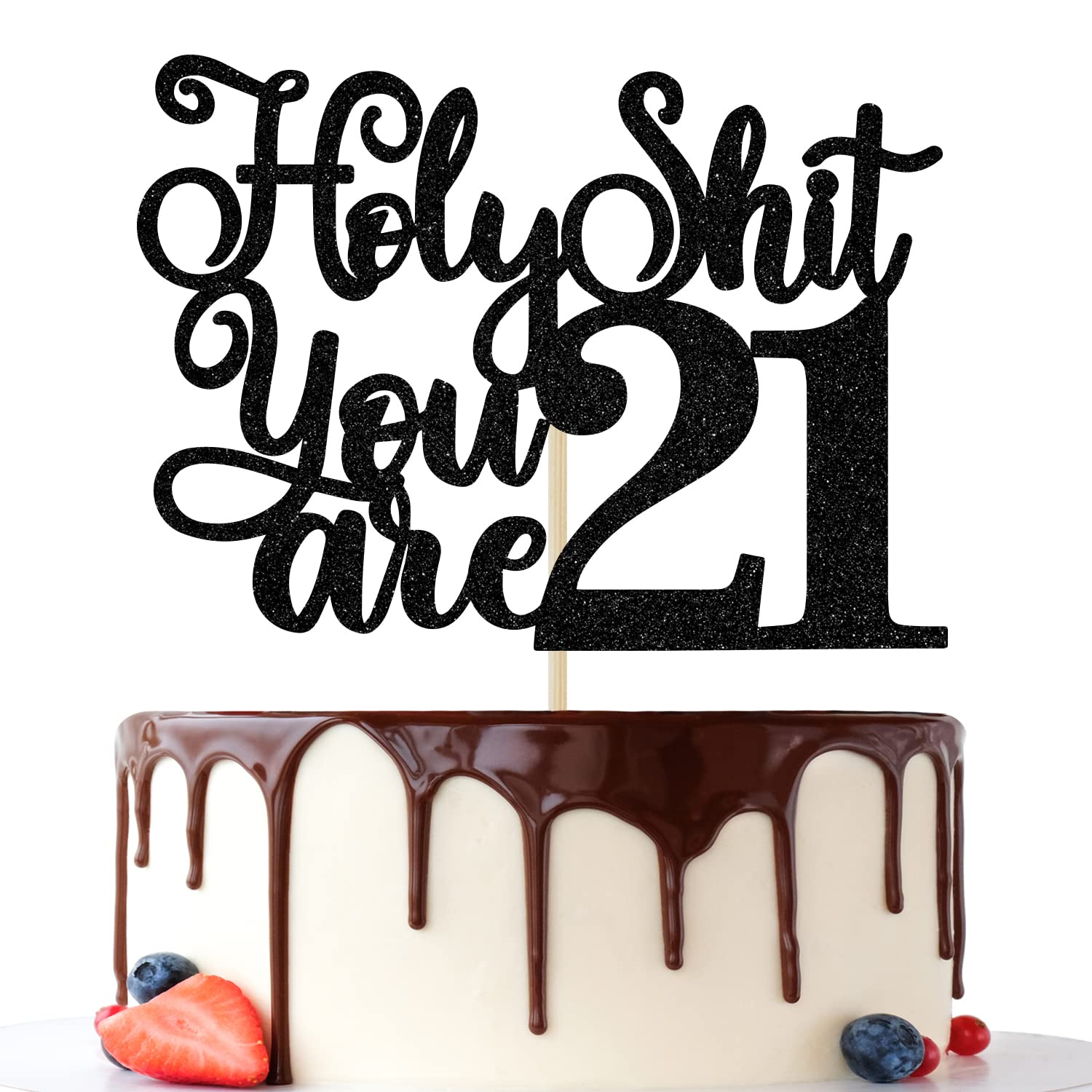 21st Birthday Cake Topper - Black Glitter Fake ID Themed Decor | Funny Bye Bye/Rip Fake ID Cake Decoration for Him & Her | Perfect for 21st Birthday Parties & Milestone Celebrations