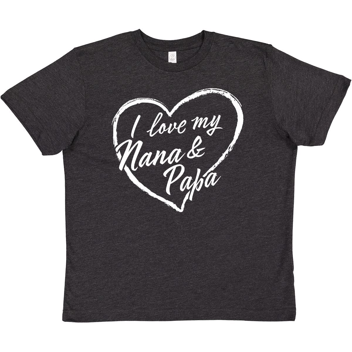 Inktastic I Love My Nana and Papa White Chalk Heart Youth T-Shirt | Cute Grandparent Apparel for Kids | Perfect for Family Reunions & Grandparents Day Gifts
