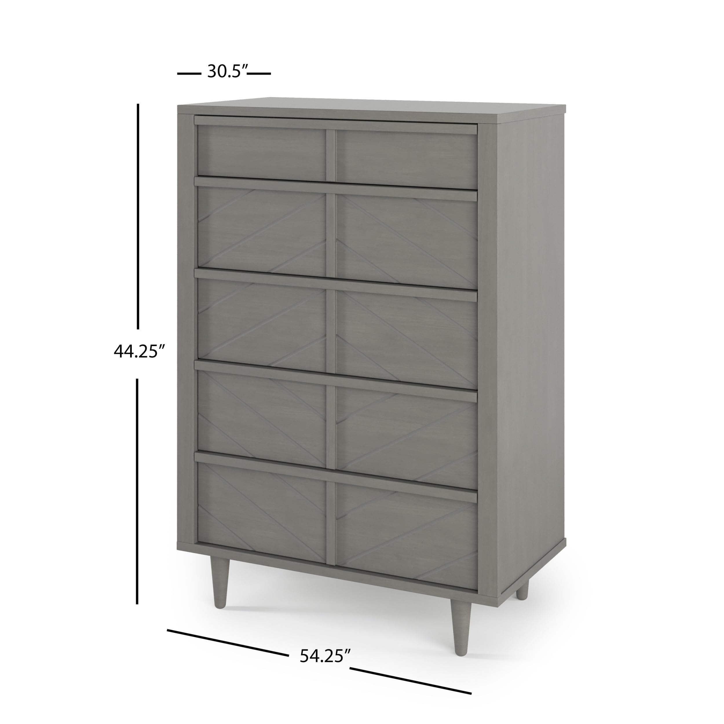 Child Craft Surrey Hill 5-Drawer Dresser - Nursery & Bedroom Storage Chest with Anti-Tip Safety Kit | Non-Toxic Baby-Safe Finish in Lunar Gray | Perfect for Organizing Baby Clothes, Toys & Nursery Essentials