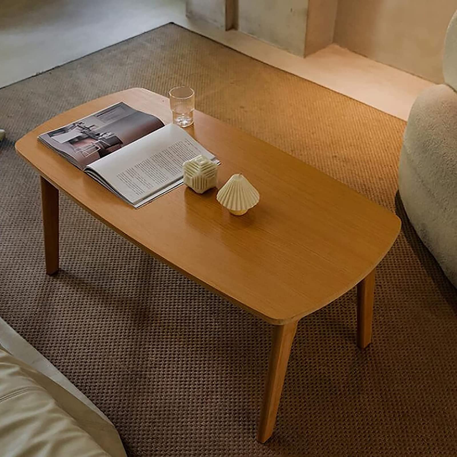 Japanese-Style Solid Wood Folding Coffee Table - 100x50x45cm Low Side Table for Living Room, Sofa, and Leisure Use - Perfect for Small Spaces, Tea Ceremonies, and Floor Seating