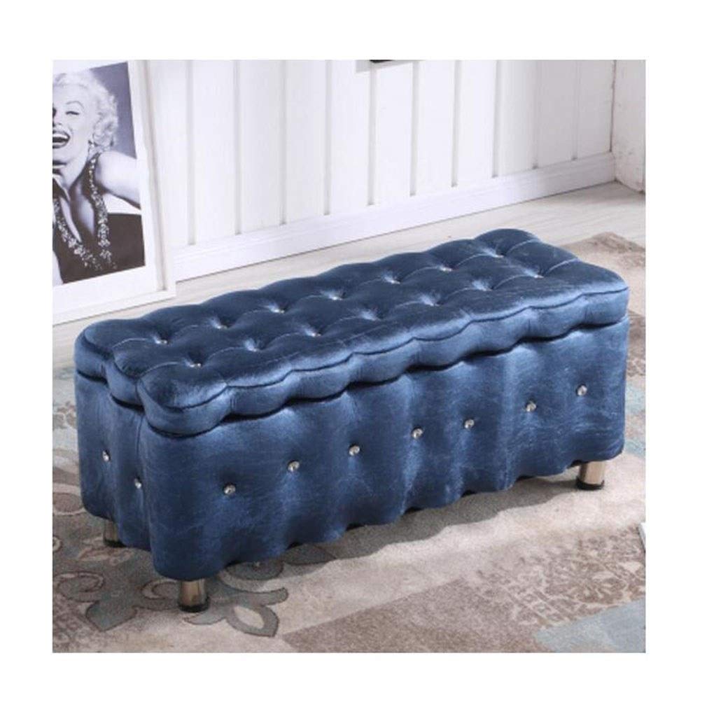 Tufted Fabric Storage Ottoman Bench with Lift Top - 120cm Upholstered Shoe Bench, Footstool & Footrest for Living Room, Bedroom (Lake Blue) | Perfect for Entryway Organization, Bed End Seating & Extra Storage