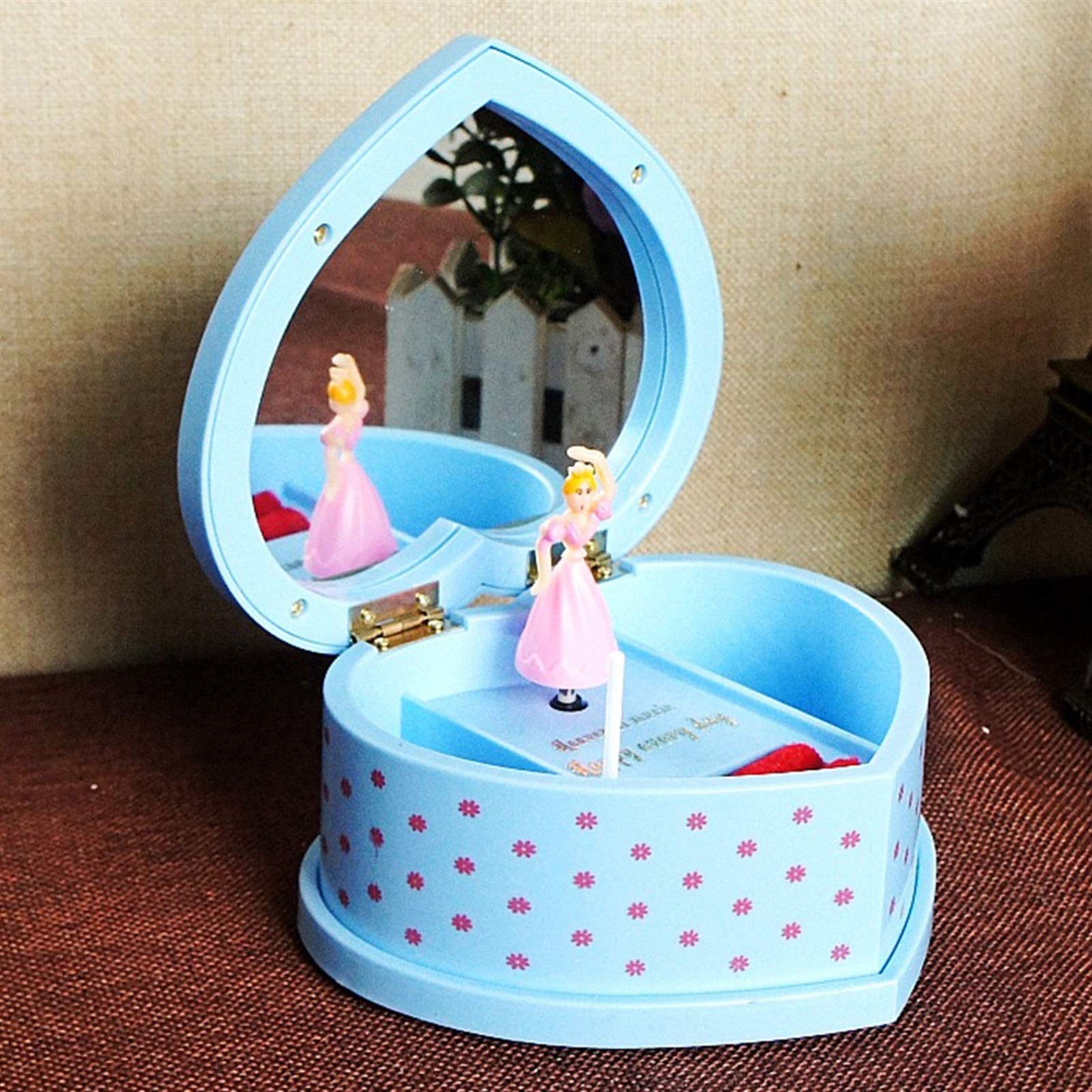 Heart-Shaped Dancing Ballerina Music Jewelry Box with Mirror - Mechanical Musical Home Decoration Gift for Girls (Color B) | Perfect for Bedroom Decor, Birthday Presents & Jewelry Storage