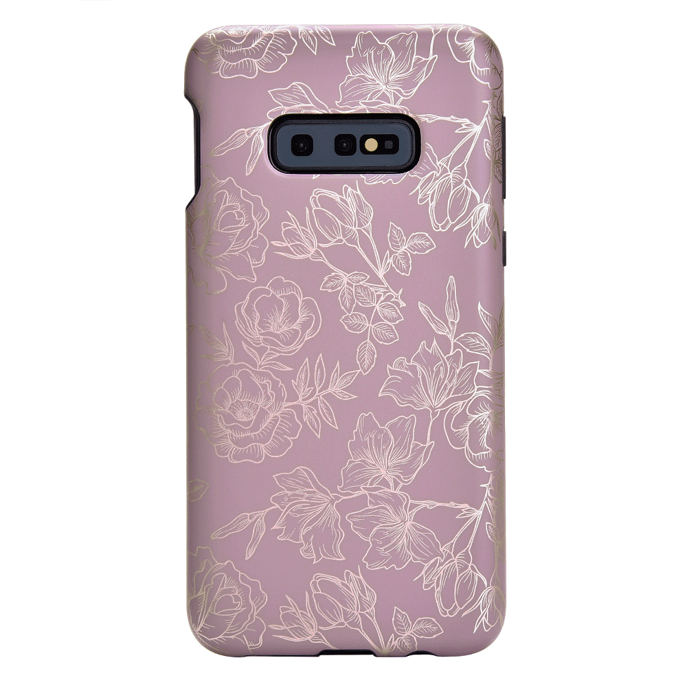 Dusty Rose Chrome Floral Samsung Galaxy Phone Case - Elegant Protective Cover for Galaxy S21/S22/S23 - Perfect for Everyday Use, Work & Travel