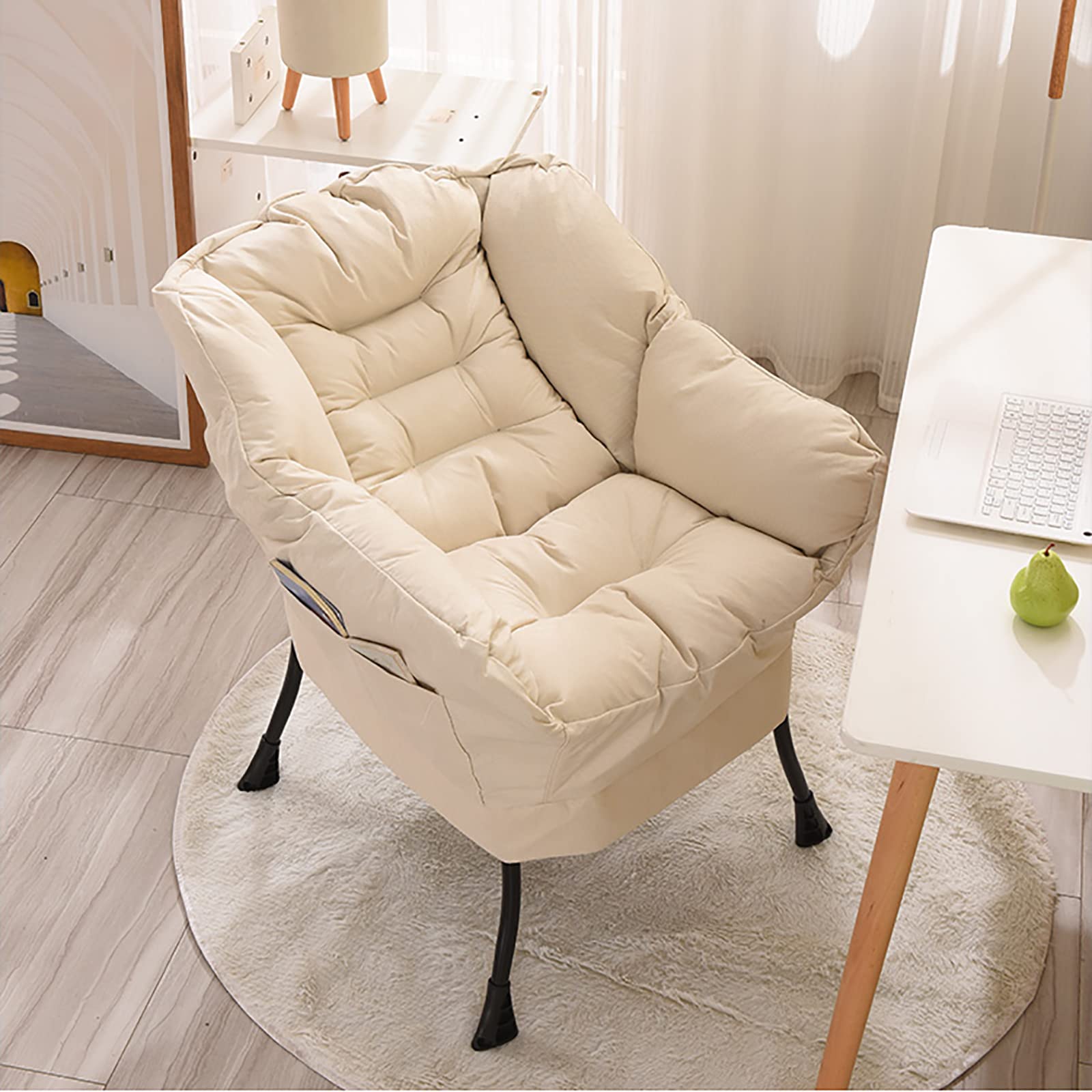 Modern Accent Chair for Living Room - Extra-Thick Upholstered Lounge Chair with Side Pocket - Contemporary Lazy Sofa Chair for Home, Bedroom & Studio - Perfect for Relaxing, Reading & Small Space Decor