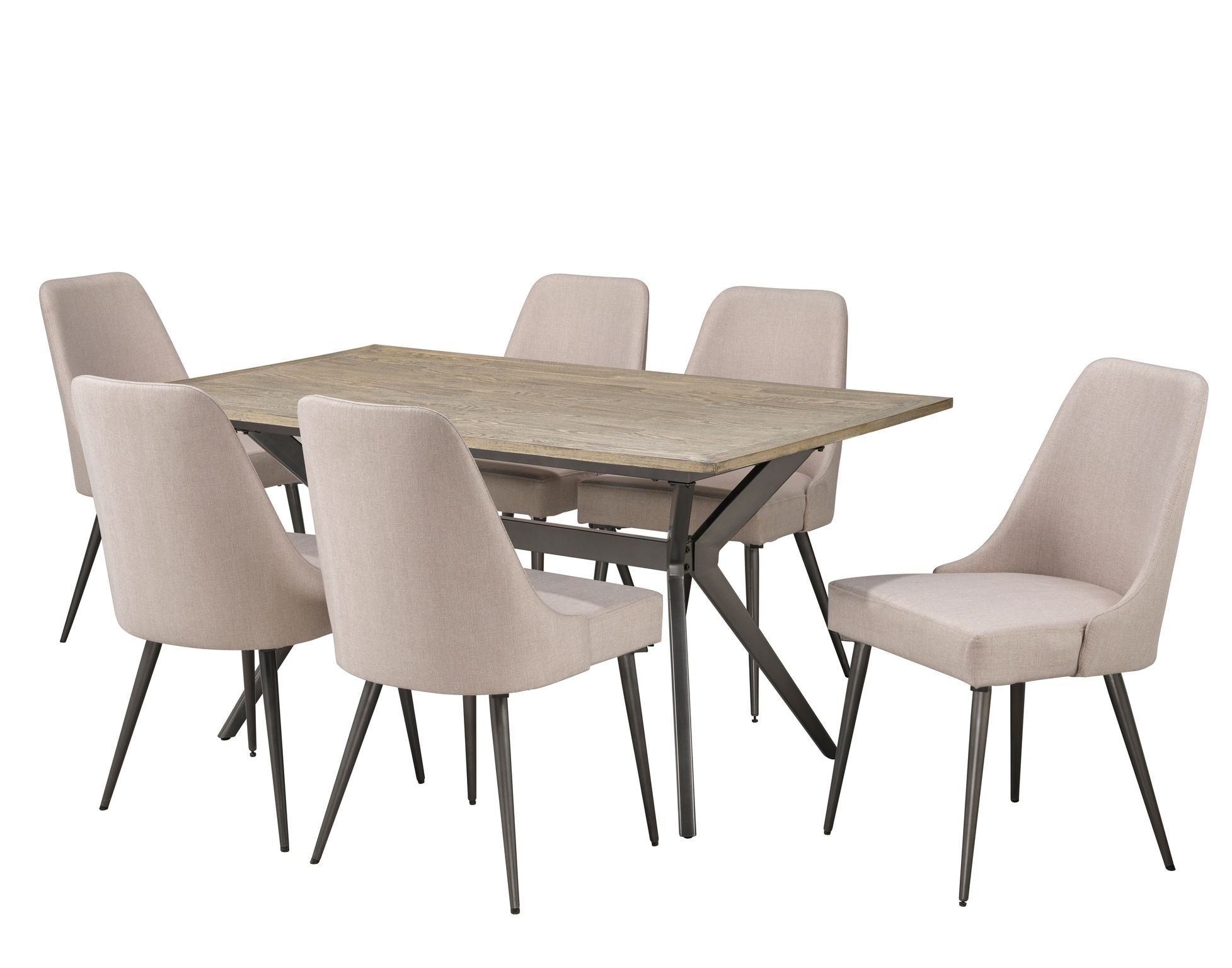 7-Piece Beige Dining Room Set - Modern Kitchen Table & Chairs for Family Meals & Entertaining