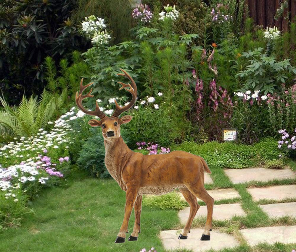 Standing Deer Statue with Removable Antlers - Wildlife Animal Garden Decor for Indoor & Outdoor Use - Perfect for Yard, Lawn, Patio, and Home Decoration Gifts