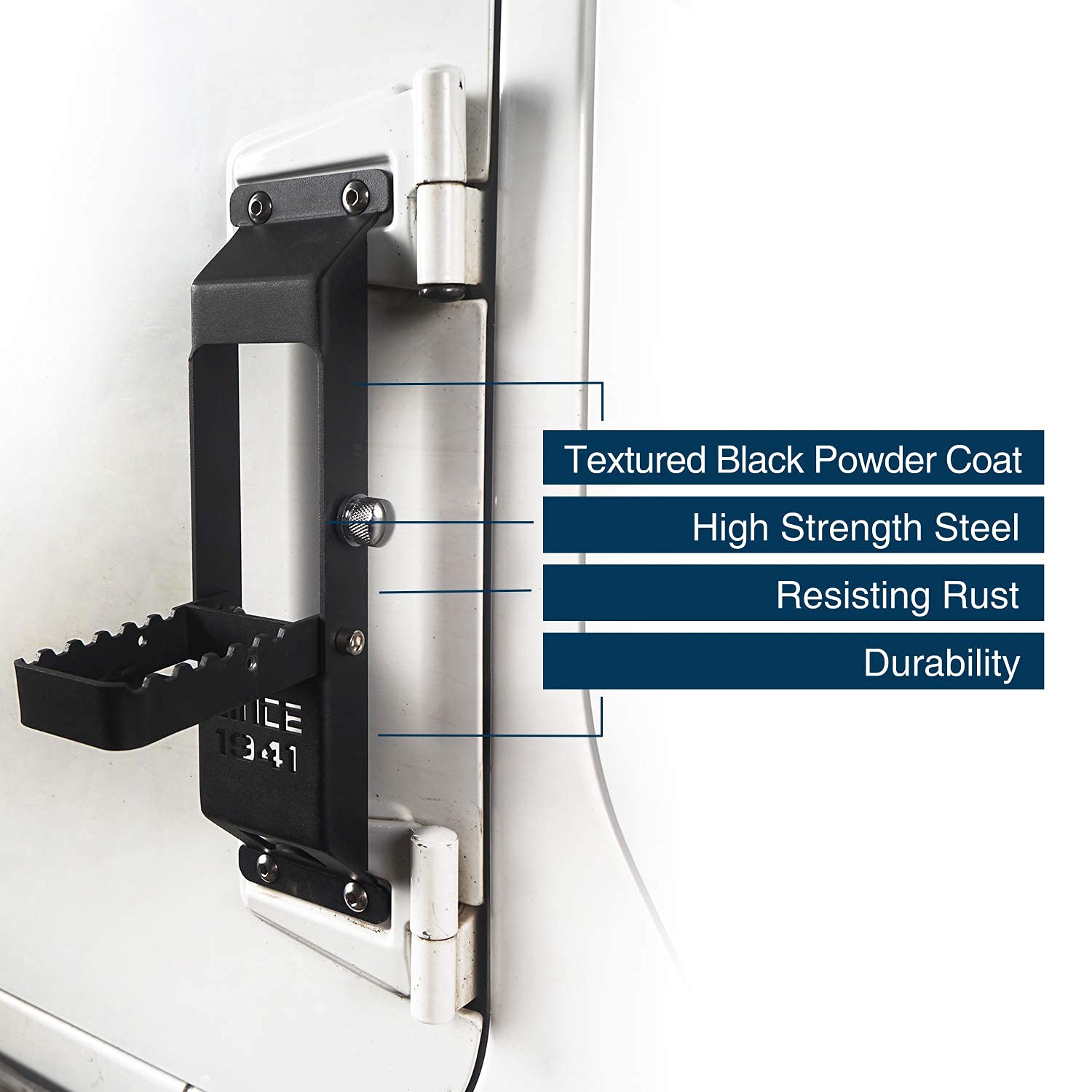 Wrangler JK Door Hinge Step Foot Pedal with Since 1941 Sign - Compatible with 2007-2018 Jeep Wrangler JK & Unlimited (1 Piece) - Easy Access & Off-Road Adventure Upgrade