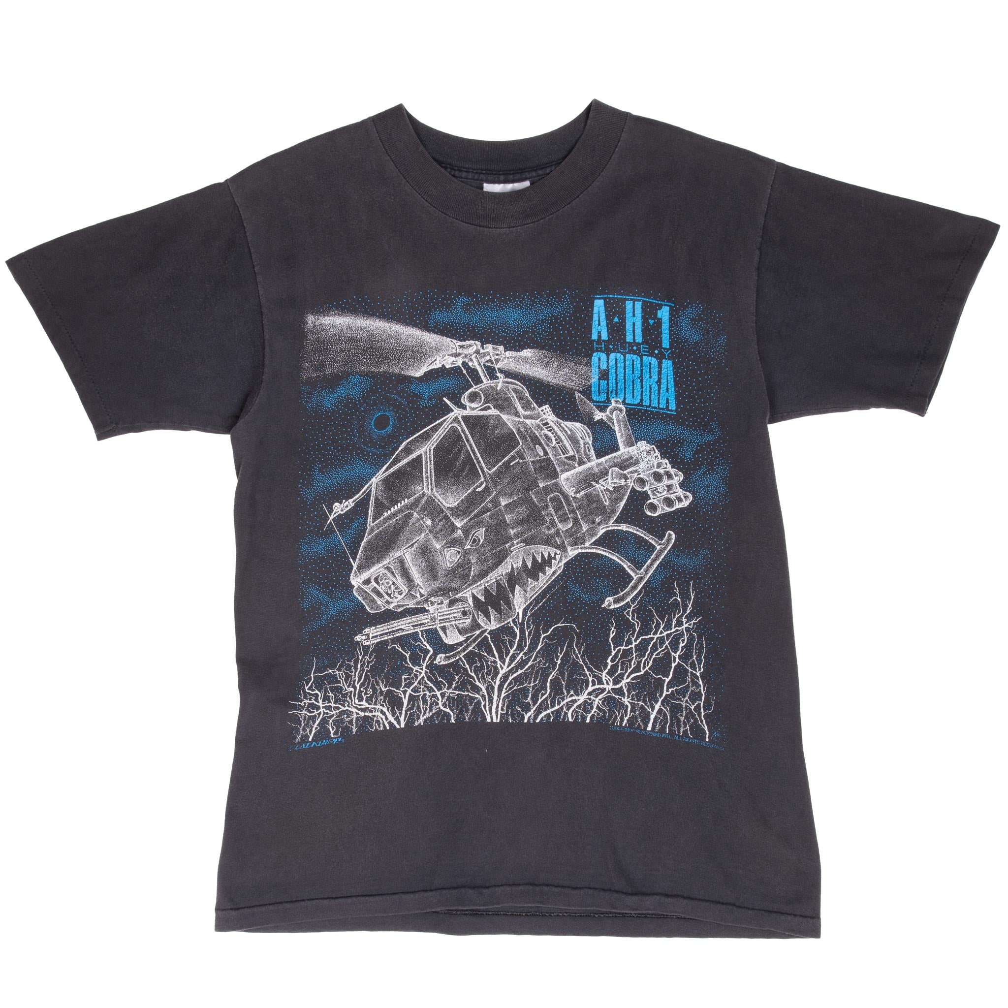 Vintage AH-1 Huey Cobra Helicopter Graphic T-Shirt | 1990s Retro Military Tee | Made in USA | Men's Medium Cotton Crewneck | Casual Wear & Military Enthusiast Gift