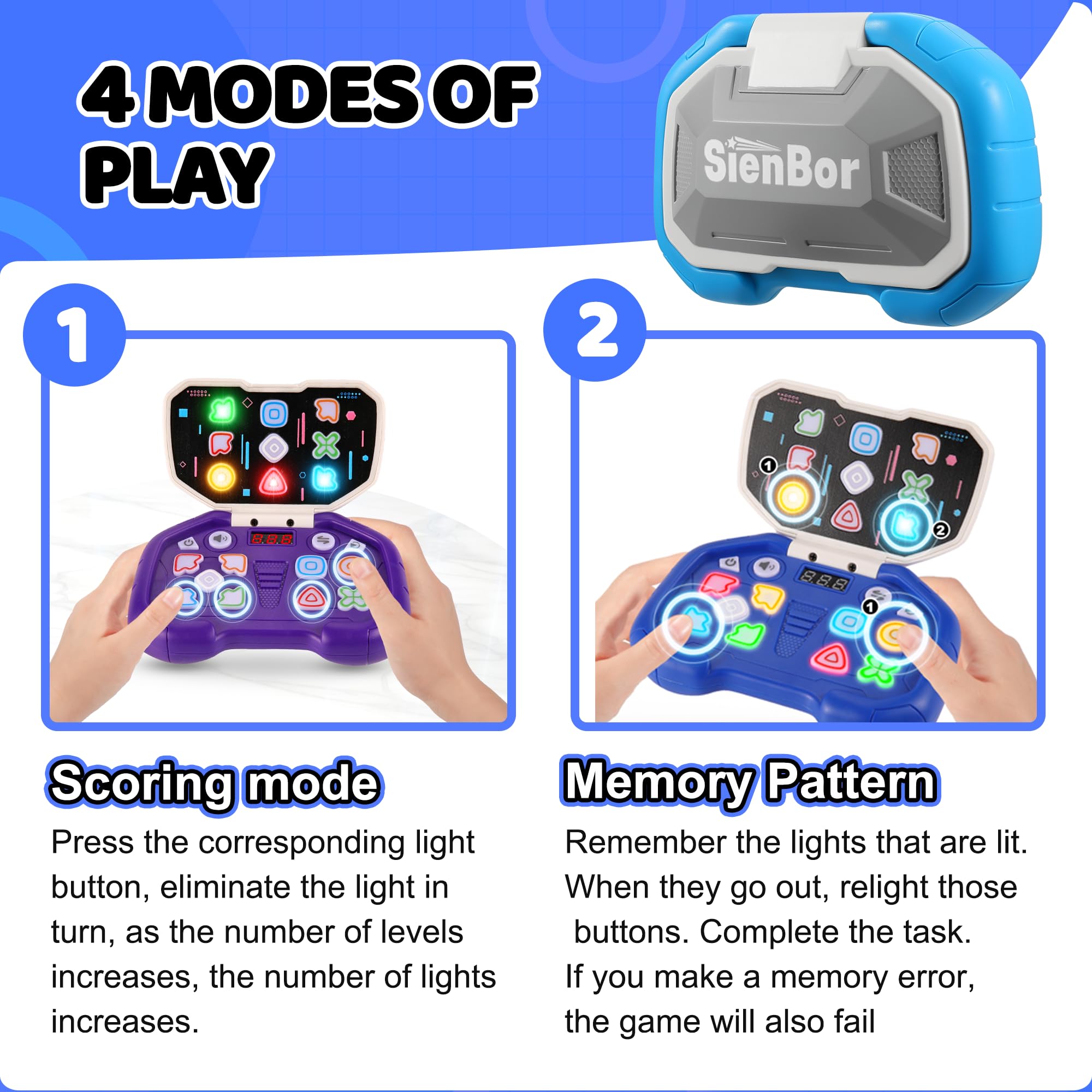 Handheld Fidget Game for Kids 6-12 - ADHD Sensory Toy with 999 Levels & 4 Modes - Perfect Birthday Gift for Boys & Girls