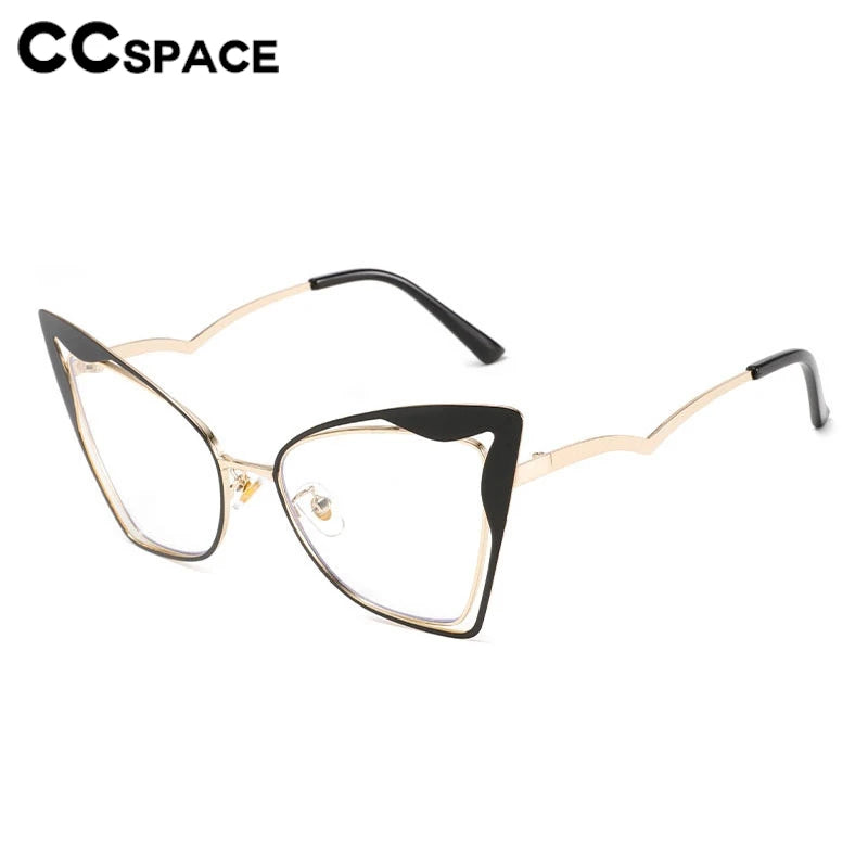 CCspace Women's Fashion Oval Butterfly Full Rim Eyeglasses Frame - Lightweight Alloy Metal Glasses for Women, Perfect for Reading, Working & Daily Wear