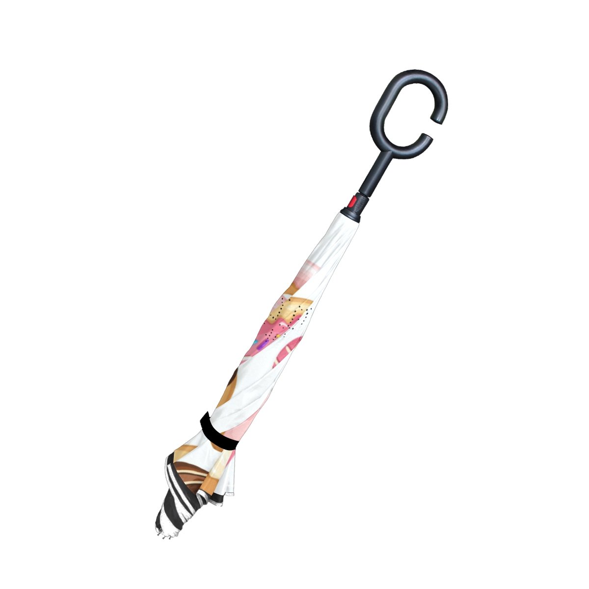 ALAZA U LIFE Cute Donut Print Reversible Umbrella - Sun & Rain Protection with C-Shaped Handle for Women, Birthday Gift, Car & Outdoor Use | Perfect for Commuting, Beach Trips and Special Occasions