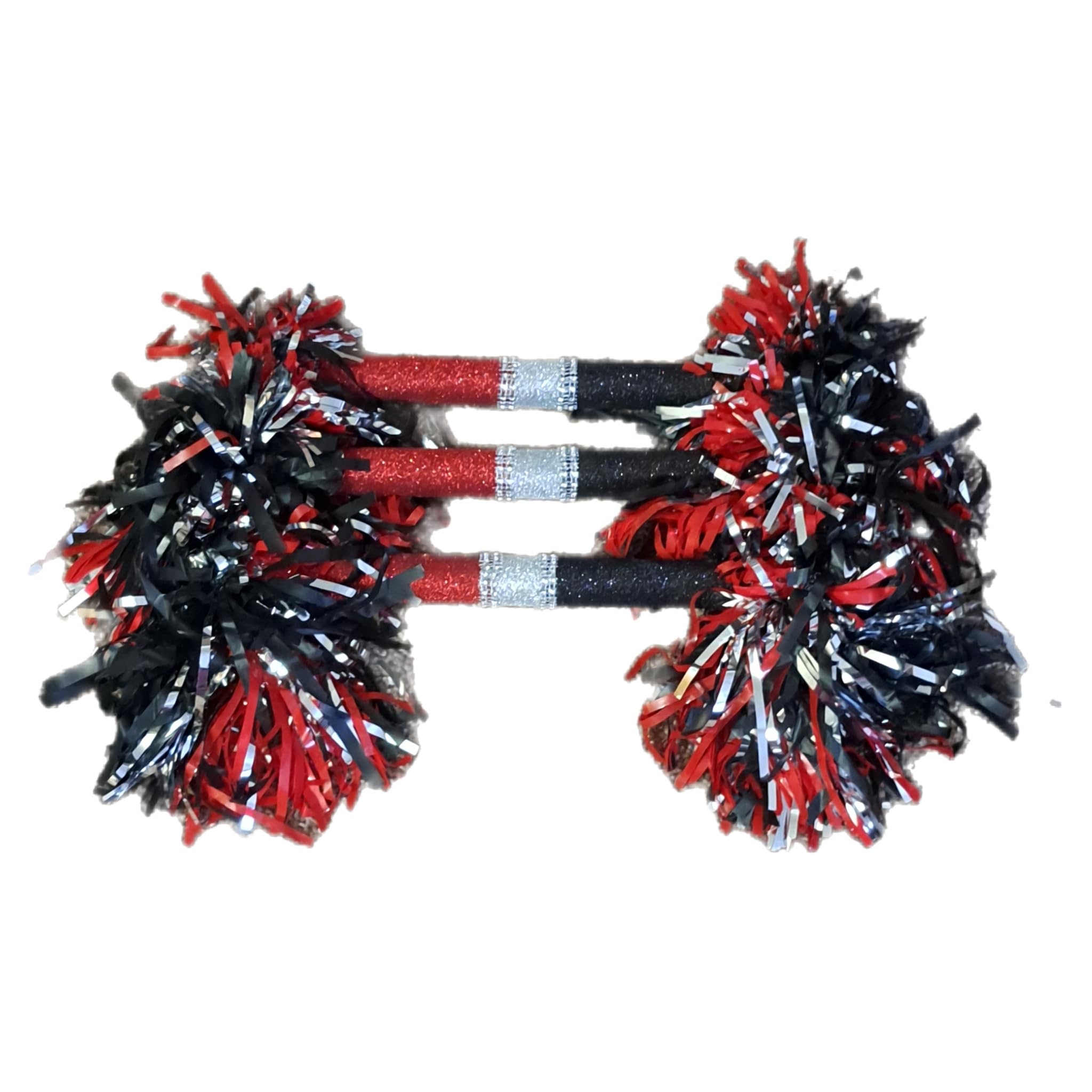 Red Black and Silver Glitter Spirit Stick - Cheerleading Pom Poms for Football Games, Pep Rallies & School Events - Perfect for Cheerleaders & Sports Fans