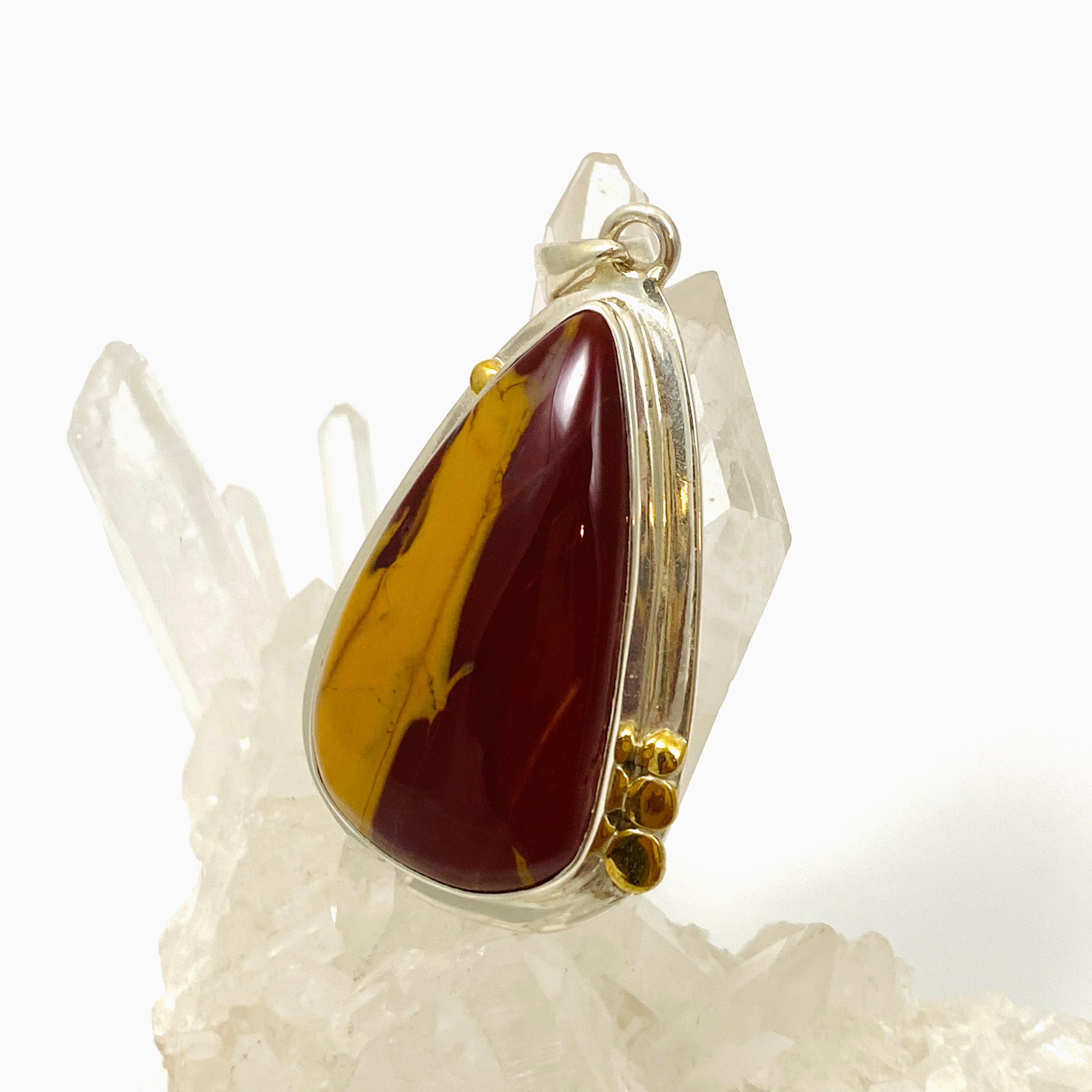 Natural Mookaite Teardrop Cabochon Pendant with Brass Accents - Handmade Jewelry KPGJ4840 | Perfect for Boho Style, Gift Giving & Spiritual Healing