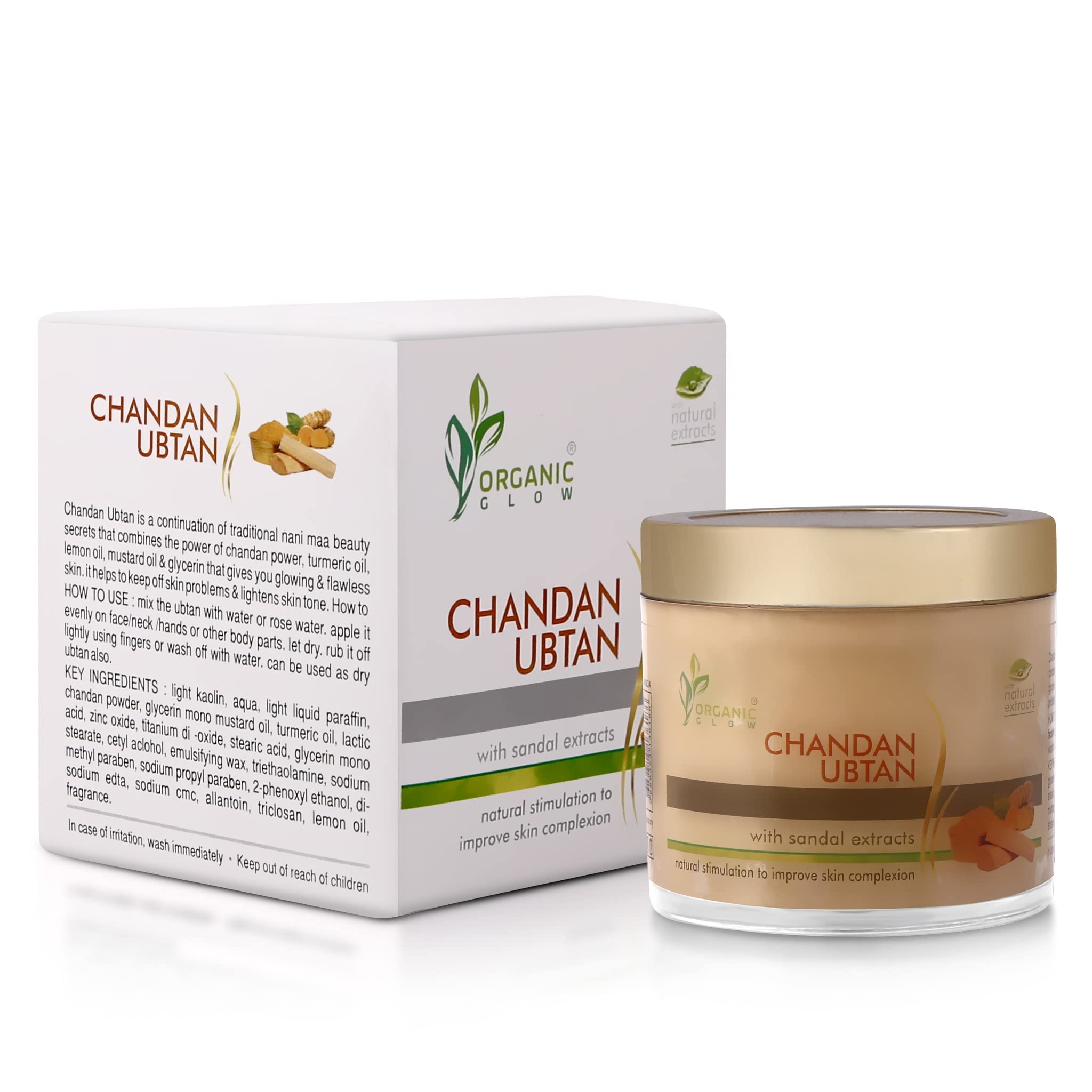 Organic Glow Chandan Ubtan Face Pack with Sandalwood & Turmeric - 100g Insta Glow Powder for Women & Girls | Natural Skin Brightening, Dark Spot Removal | Perfect for Daily Skincare & Bridal Glow Prep