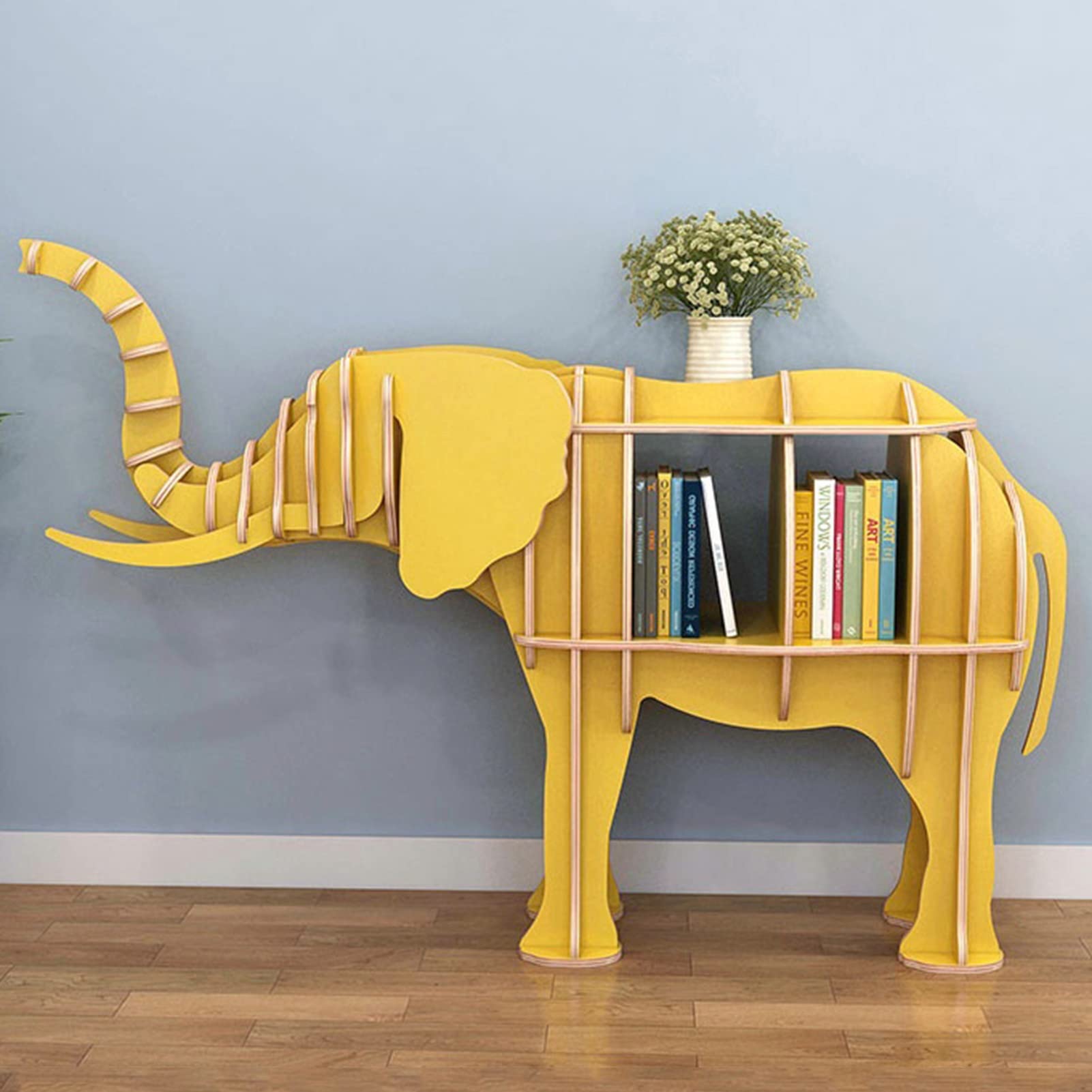 Cdbl Wooden Elephant Bookshelf - Creative Home Decor & Kids Room Storage, Entryway Table, Animal Shaped Shelf for Bedroom, Library Display Stand - Perfect for Gifts, Nursery Organizer & Living Room Decor