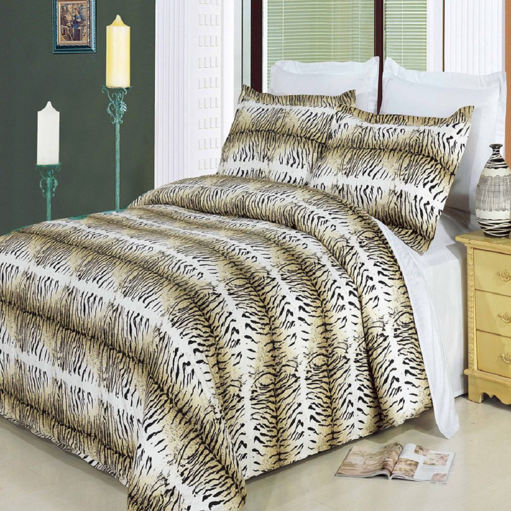 8-Piece Safari King Size Bed in a Bag Set - Medium Weight Down Alternative Comforter (Duvet Insert) with 100% Cotton Duvet Cover & Soft Bed Sheets - Perfect for Cozy Bedrooms, Guest Rooms & Vacation Homes
