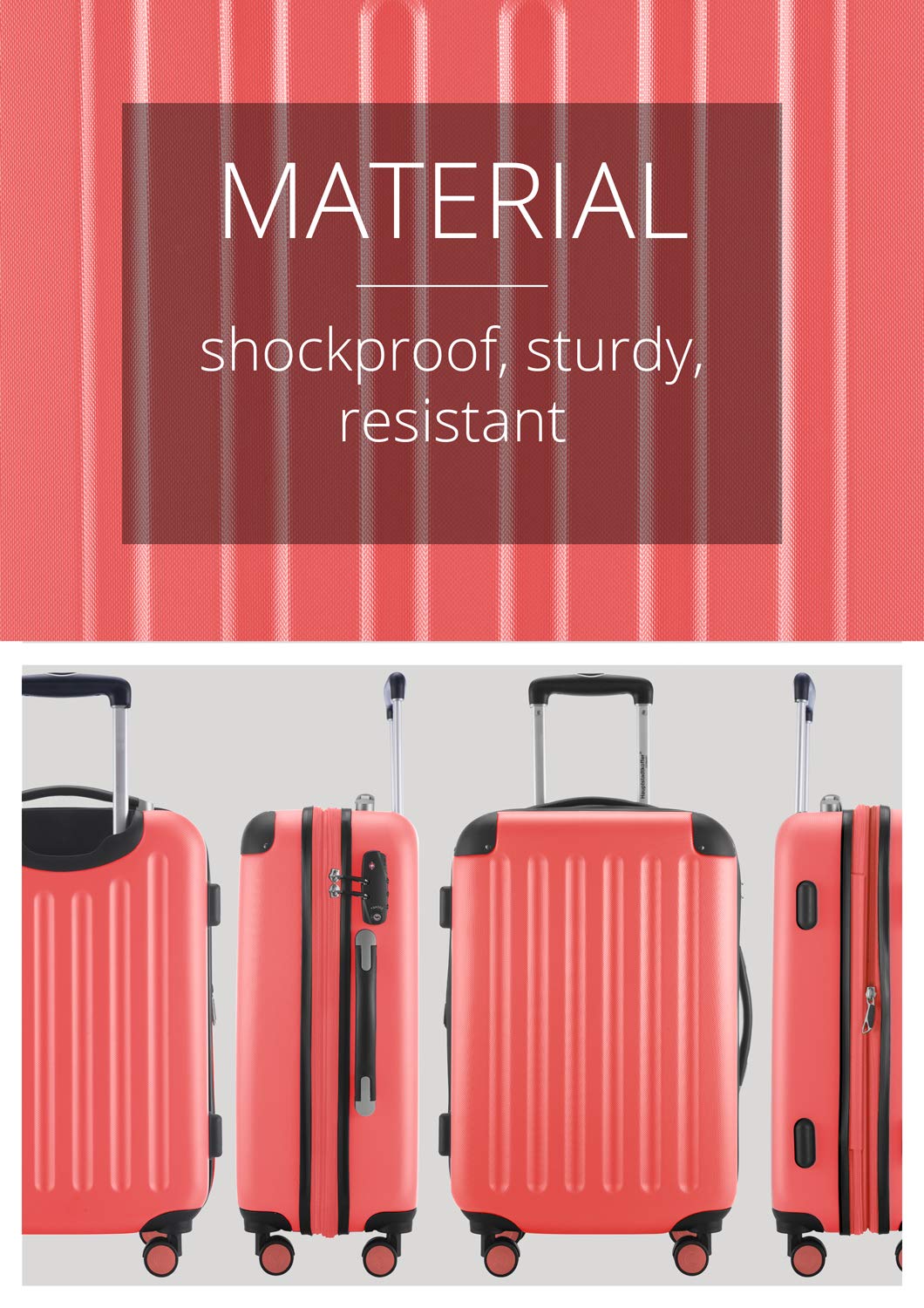 Premium Coral 55cm Carry-On Luggage - Lightweight & Durable Hand Luggage for Travel, Business Trips & Weekend Getaways
